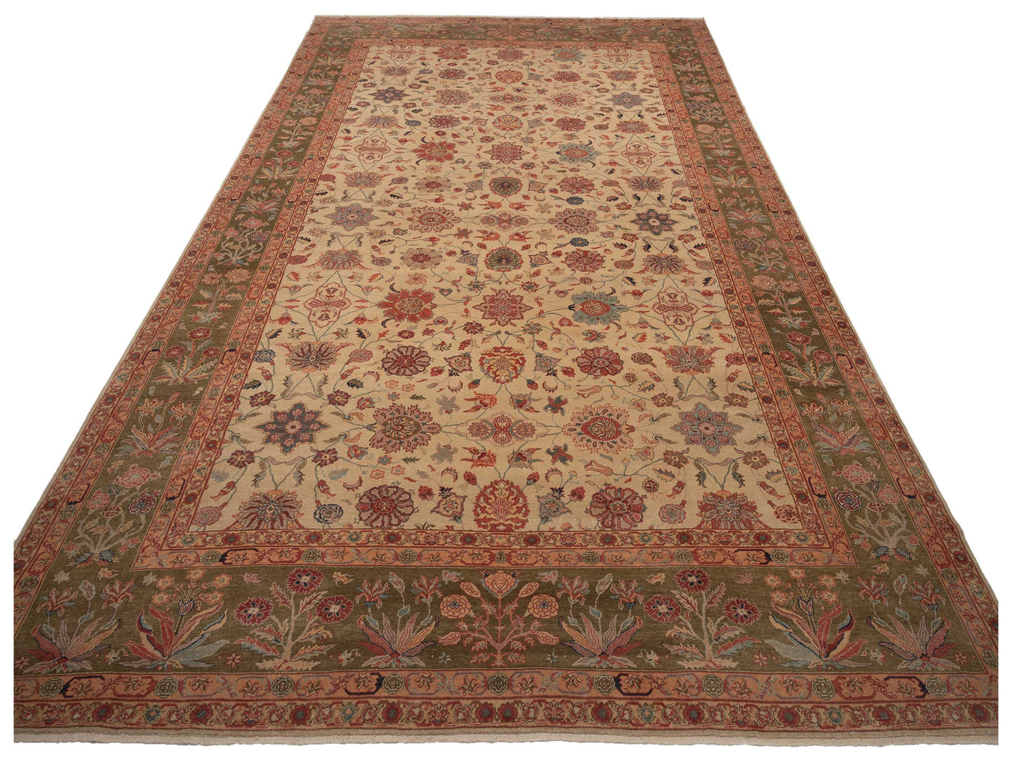 Antique Loom 107926 Ivory Olive 12.5x17.7 Hand Knotted Rug