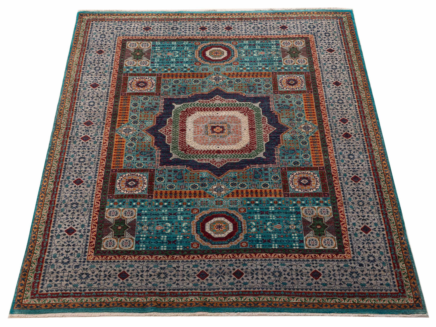 Artisan Mamluk 154631 Blue Gray 5.9x7.9 Hand Knotted Rug