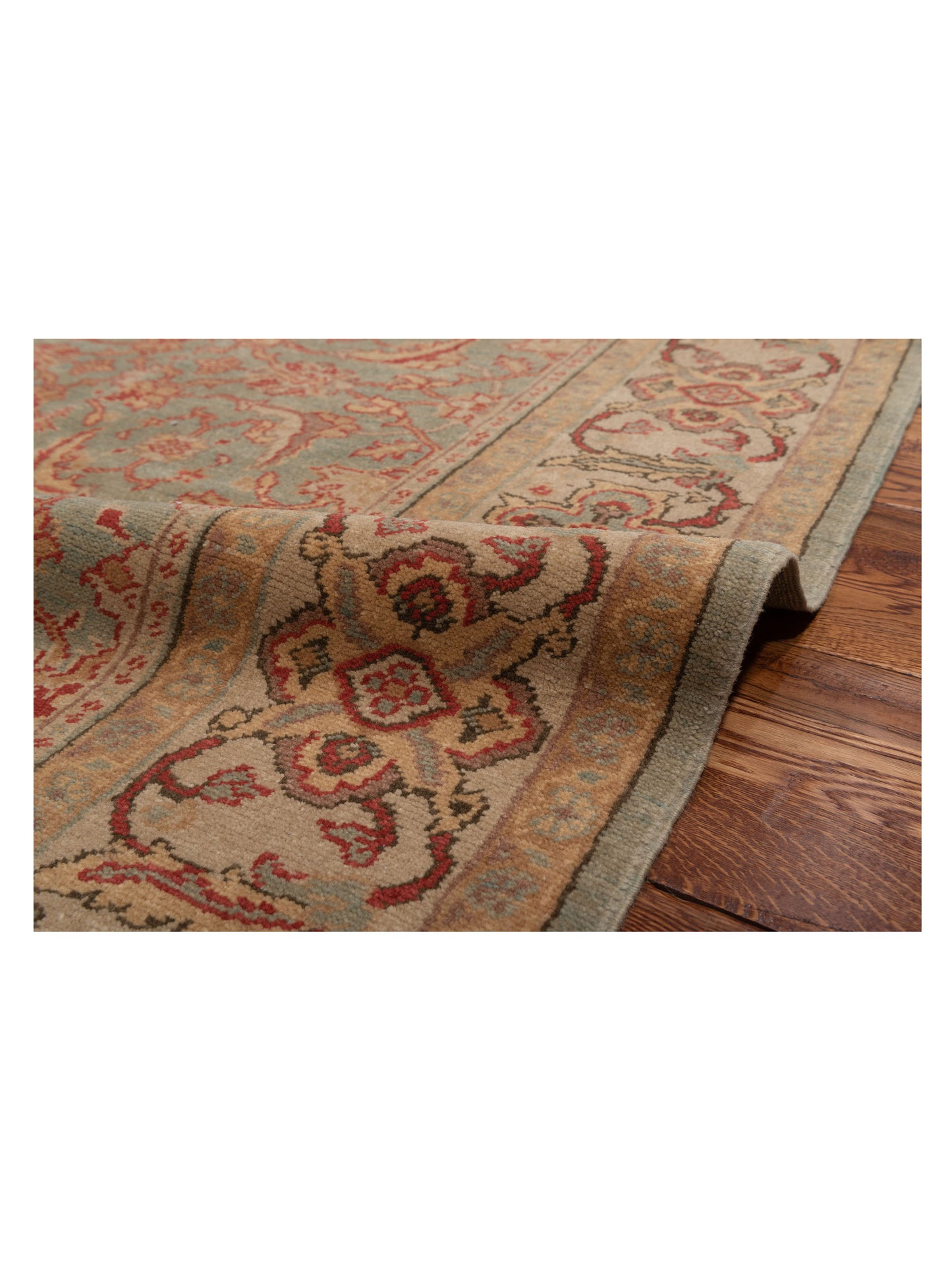 Antique Loom 104544 Green Ivory 5.4x8.4 Hand Knotted Rug