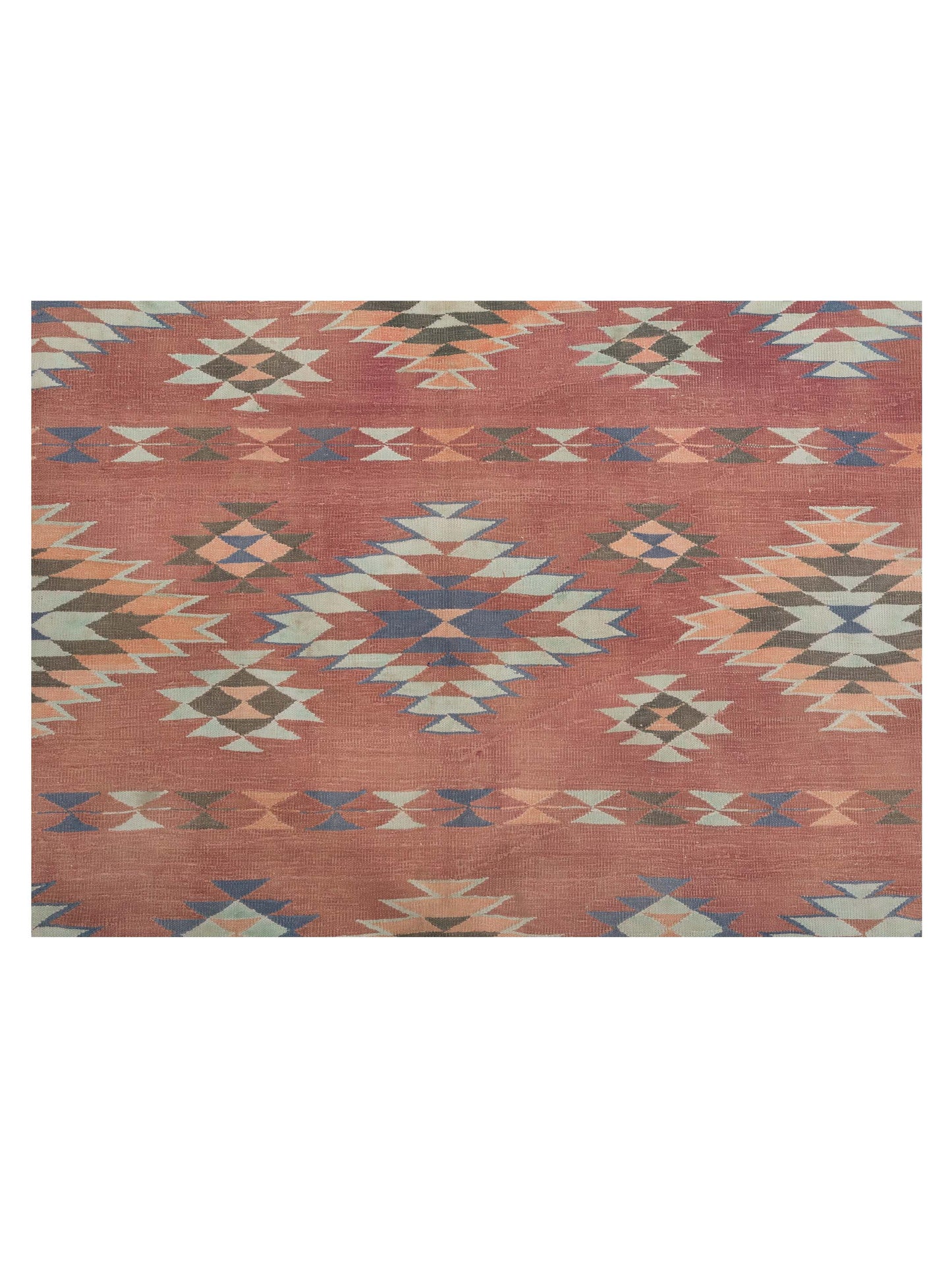 Old Afghan Dhurrie 902774 Pink Blue 9.11x13.2 Hand Woven Rug