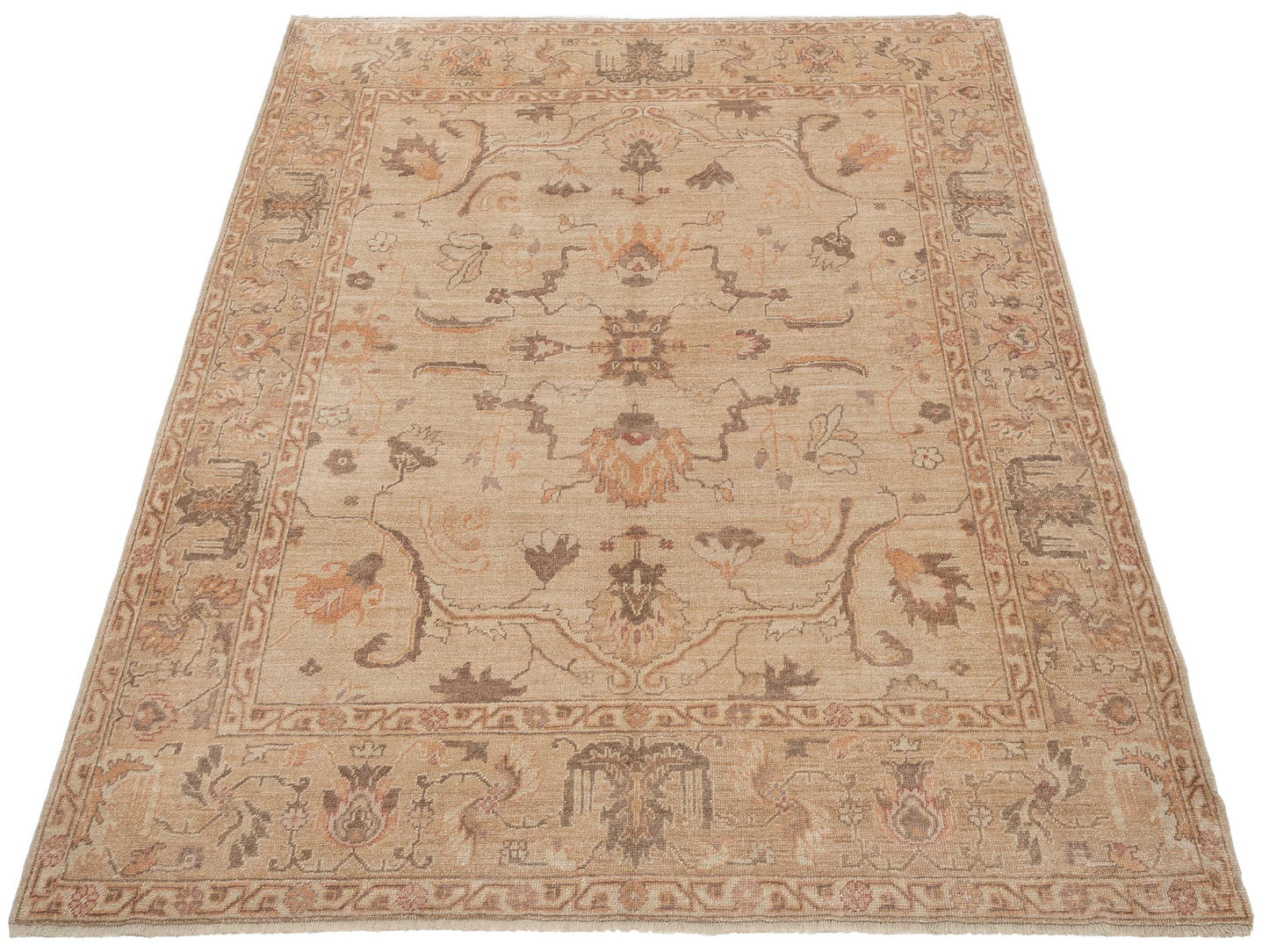 Angora Oushak 108097 Gold Gold 7.11x8.10 Hand Knotted Rug