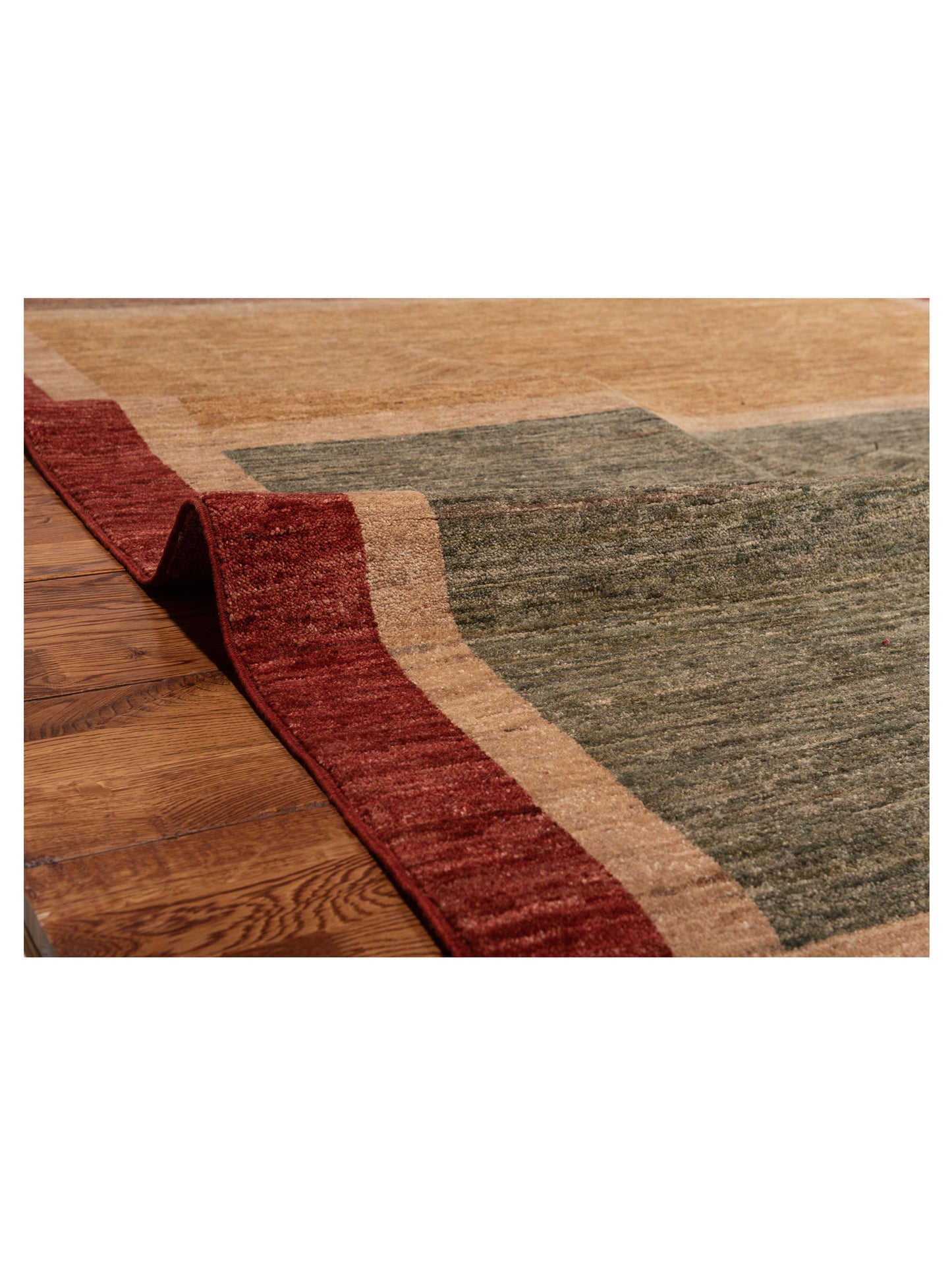 Gabbeh 92917 Green Red 6.3x8.8 Hand Knotted Rug