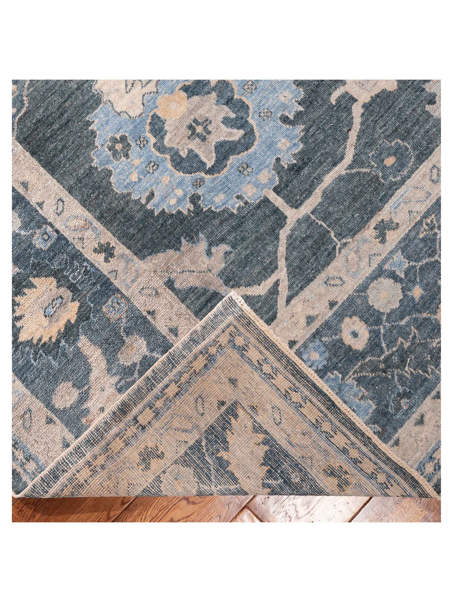 Angora Oushak 156291 Blue Blue 11.10x14 Hand Knotted Rug