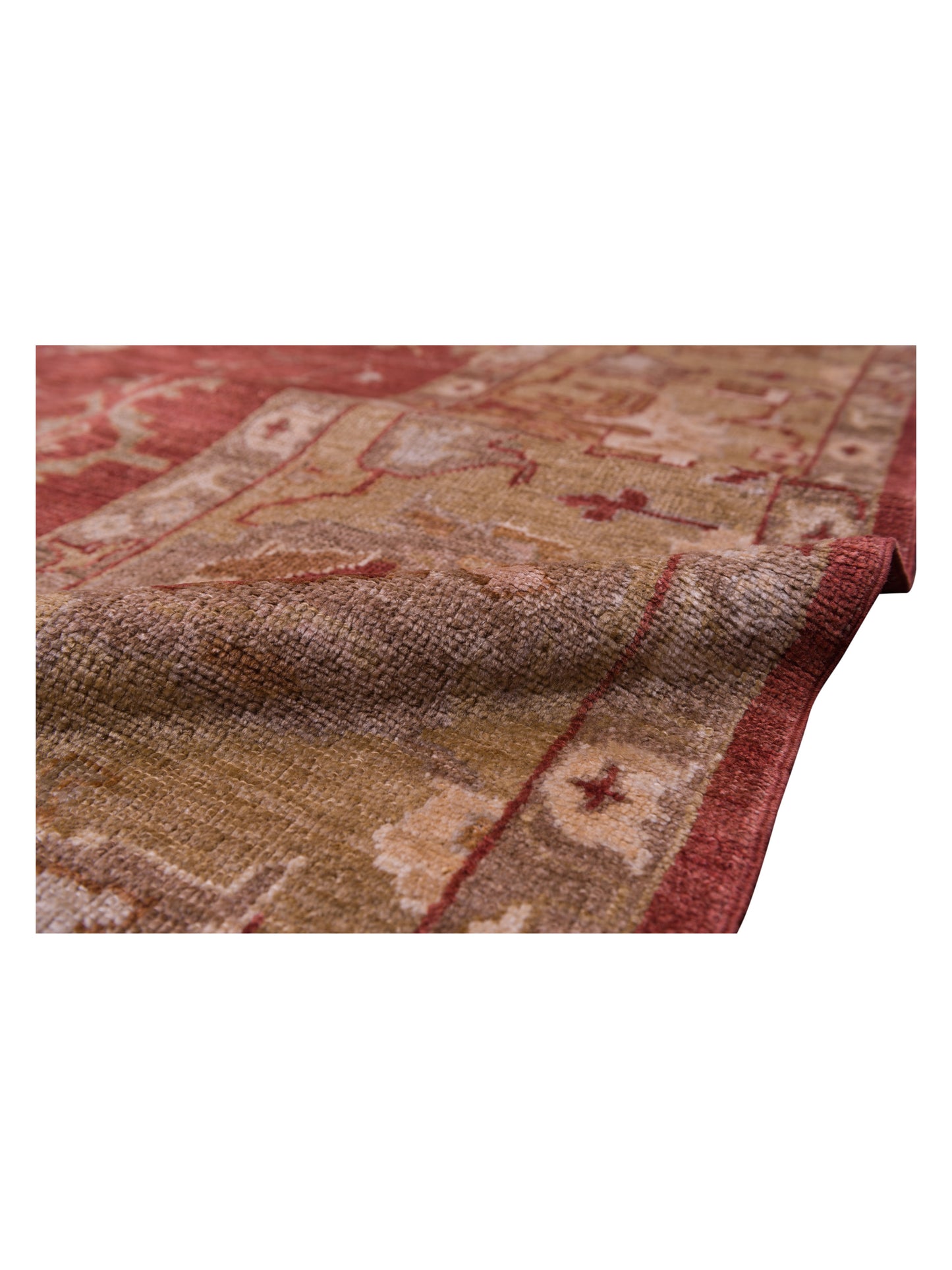 Angora Oushak 128130 Red Green 11.5x14.3 Hand Knotted Rug