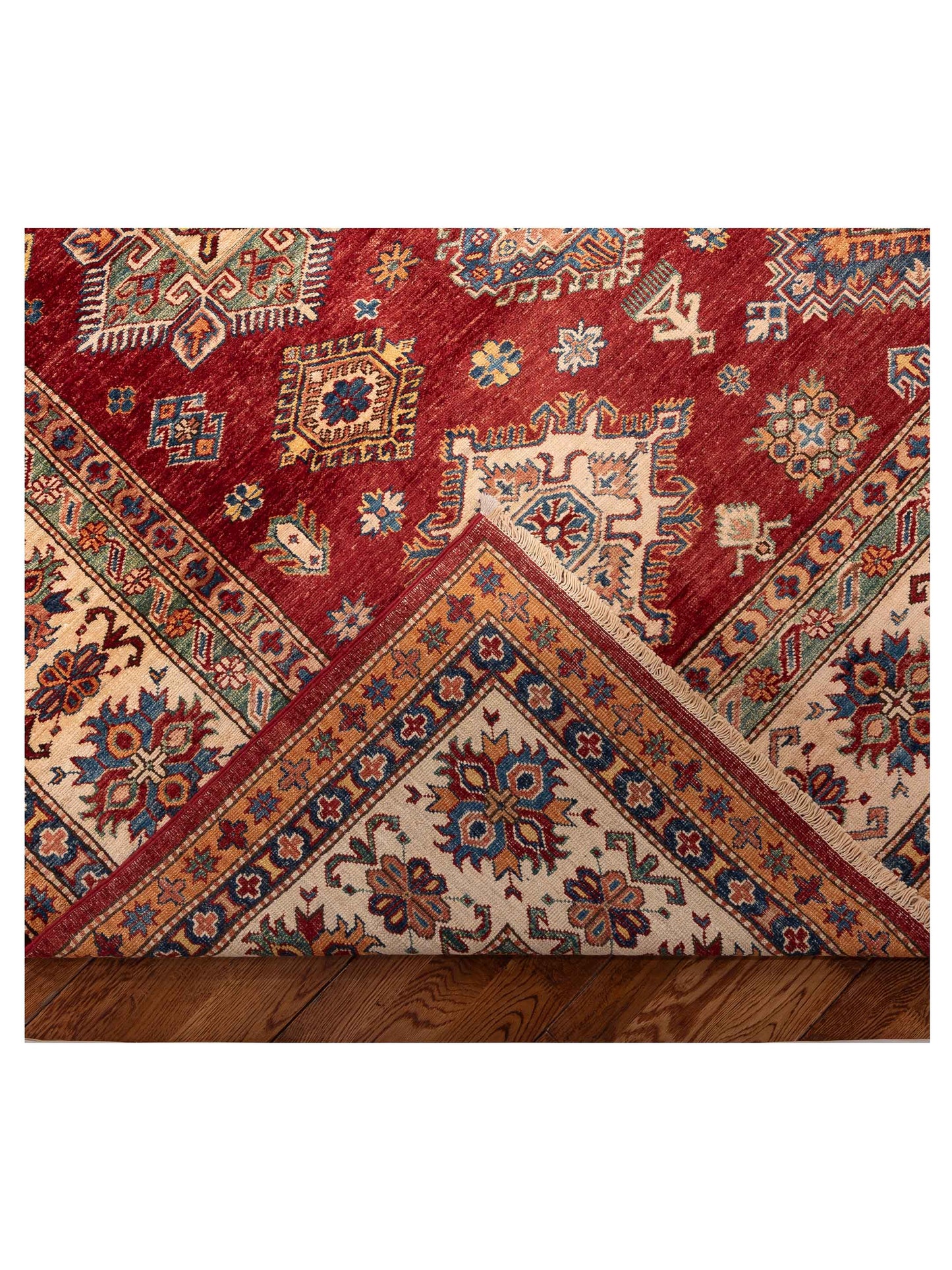 Kazak 151269 Red Ivory 8.11x11.9 Hand Knotted Rug