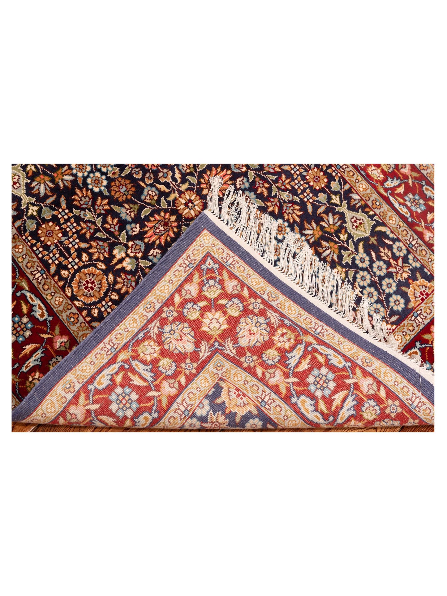 Pure Silk 119273 Navy Red 3x5.1 Hand Knotted Rug