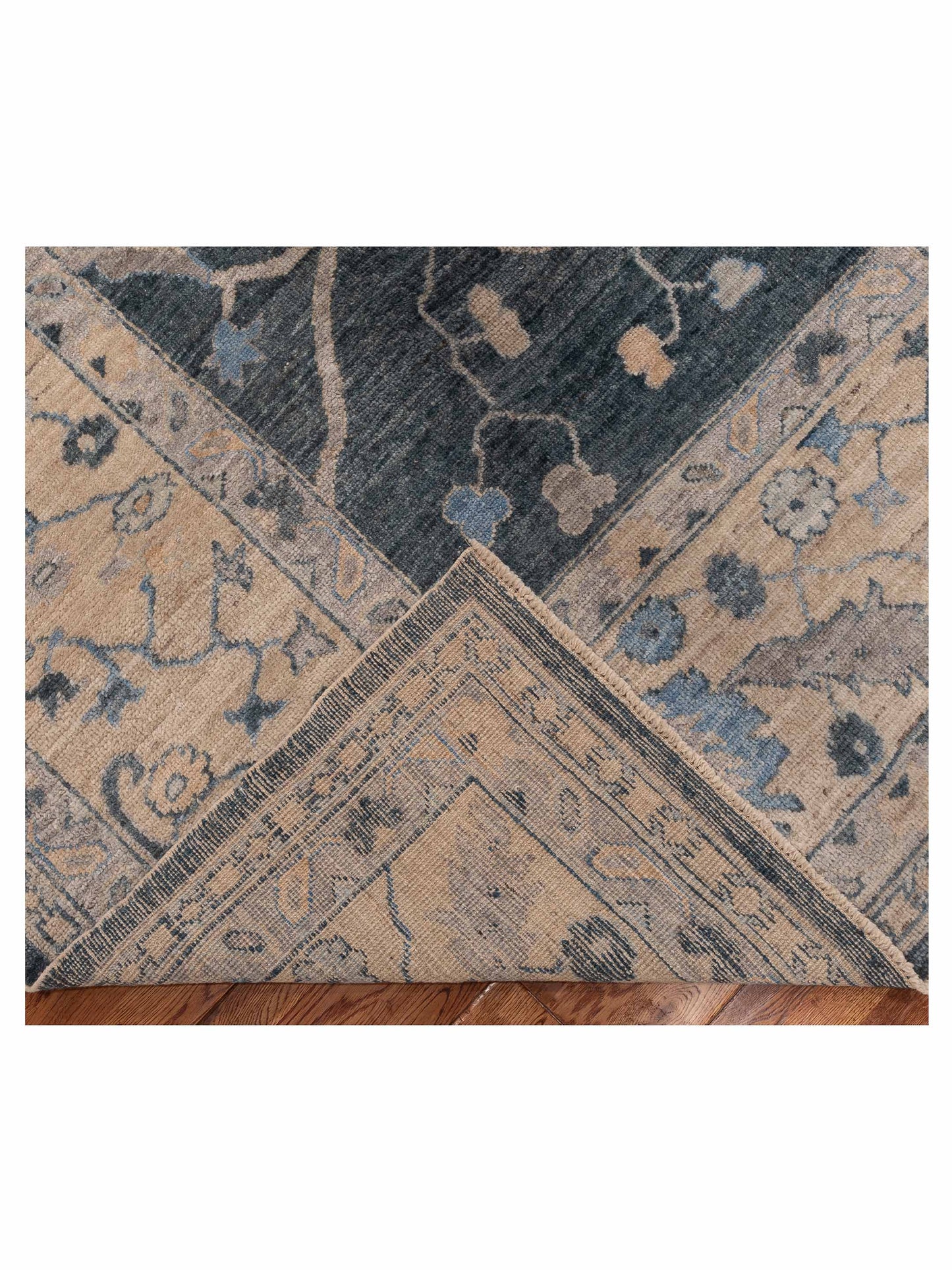 Angora Oushak 154951 Blue Ivory 12x17.5 Hand Knotted Rug