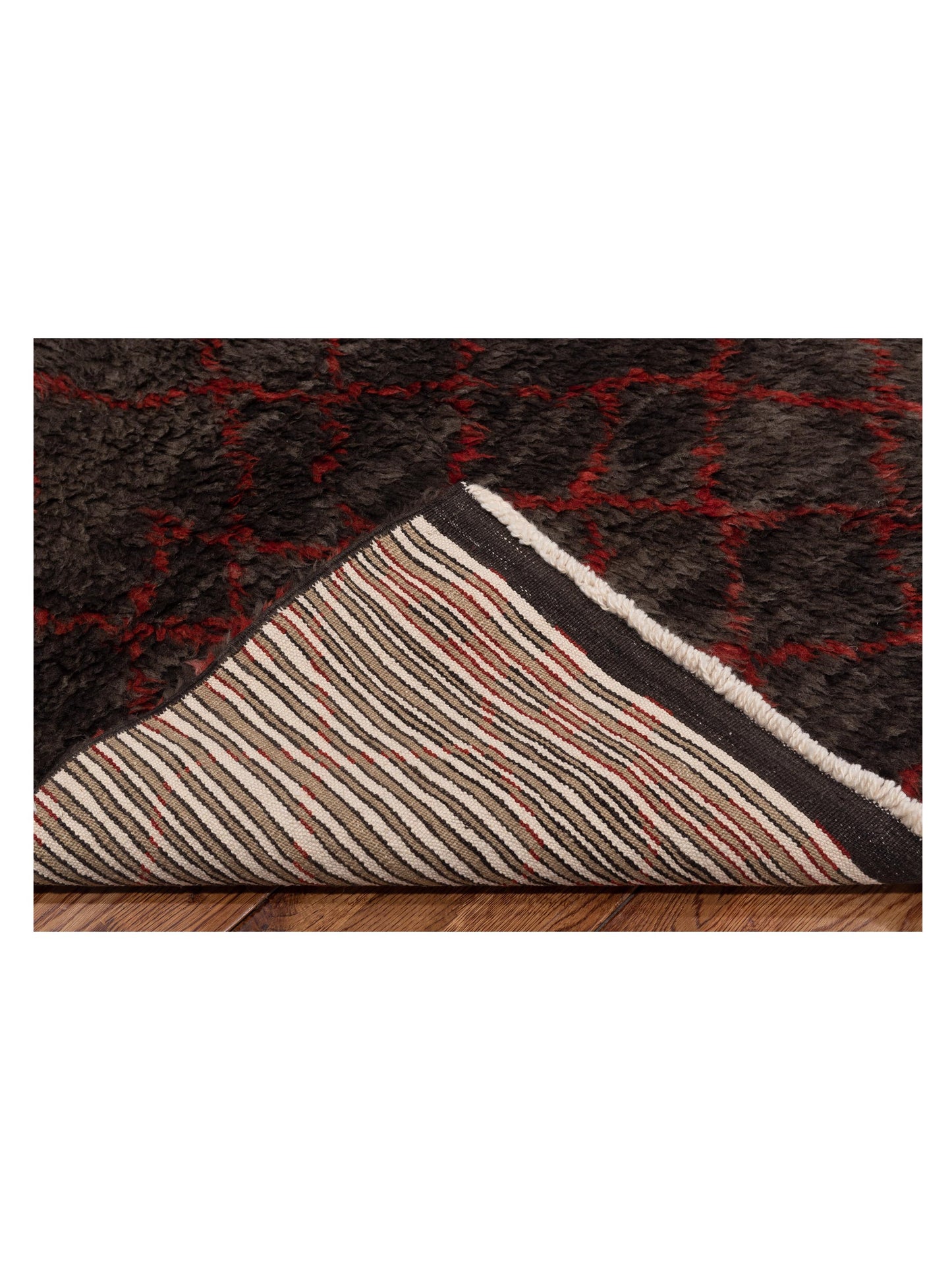 Berber Aspendos Charcoal Red 8x9.5 Hand Knotted Rug