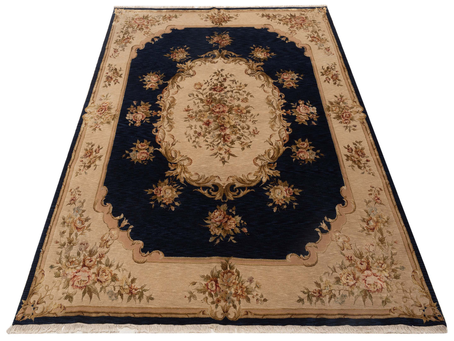 Imperial Silk 105754 Blue Ivory 7.10x9.10 Hand Knotted Rug