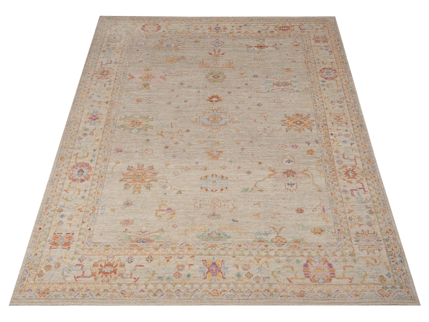 Angora Oushak 152422 Beige Beige 9.1x11.9 Hand Knotted Rug