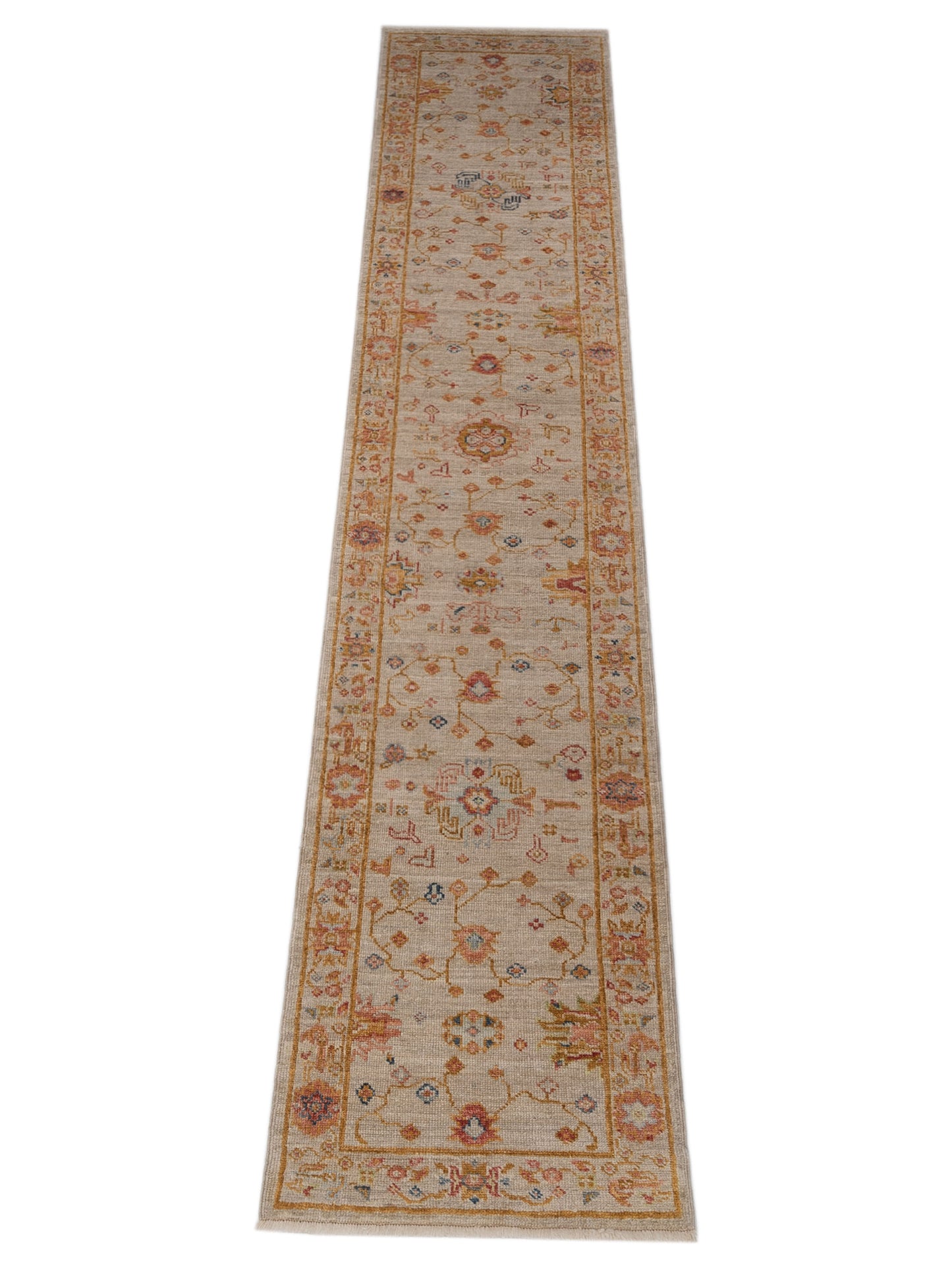 Angora Oushak 146502 Ivory Silver 2.7x13.6 Hand Knotted Rug