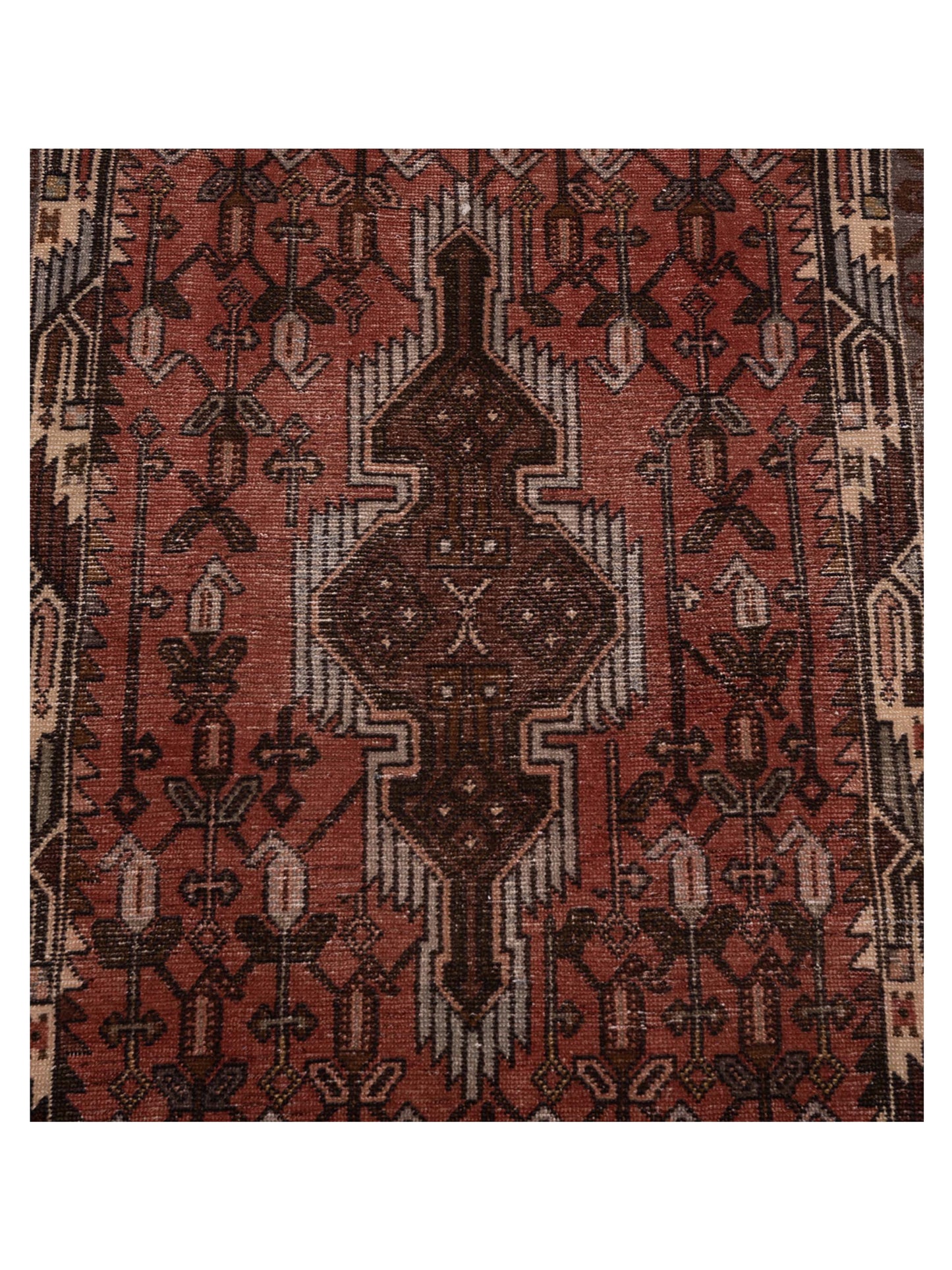 Persian 147701 Rust Ivory 2.8x9.5 Hand Knotted Rug