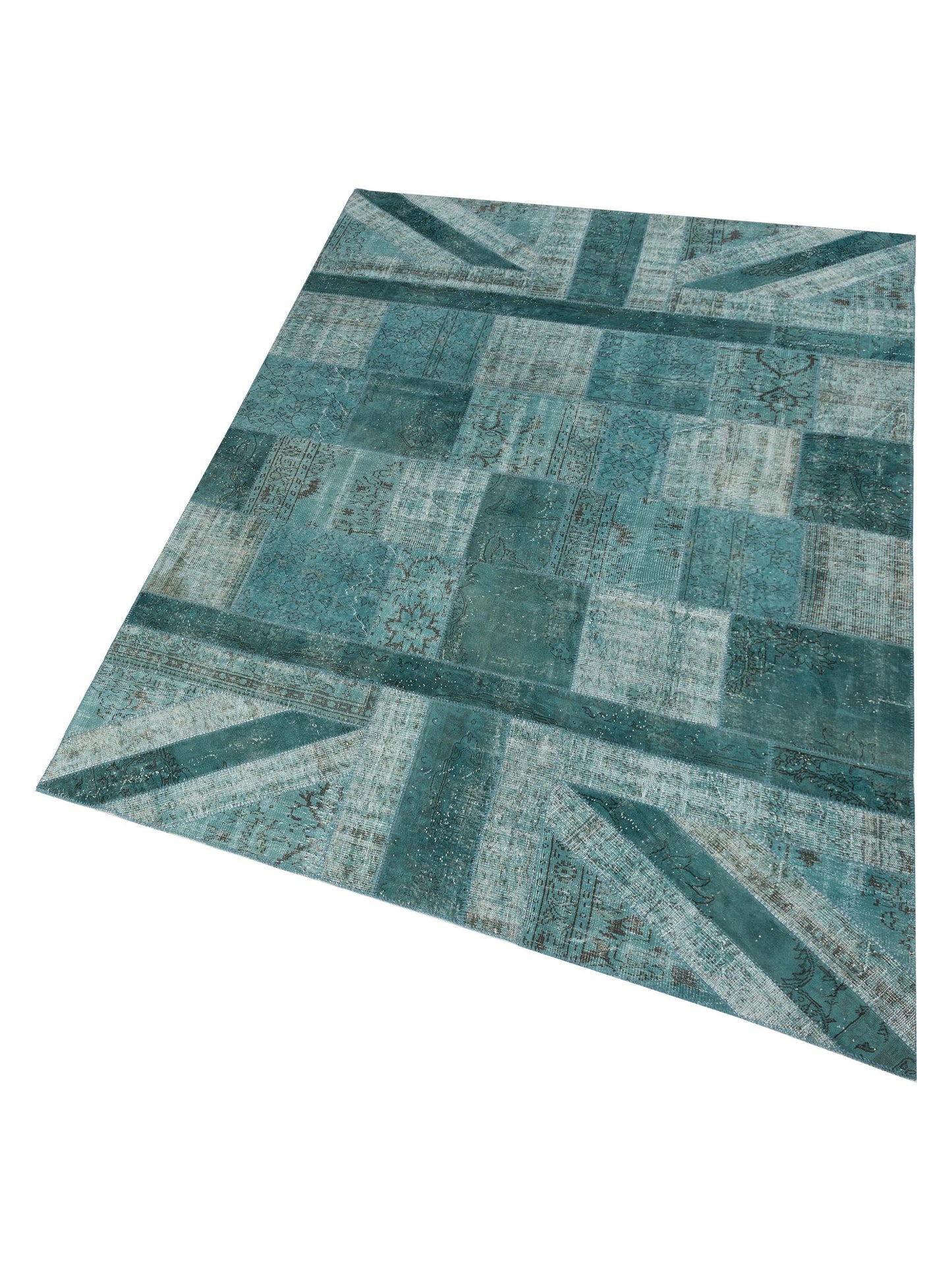 Turkish Vestige Patchwork 114882 Blue 9x12.4 Hand Knotted Rug