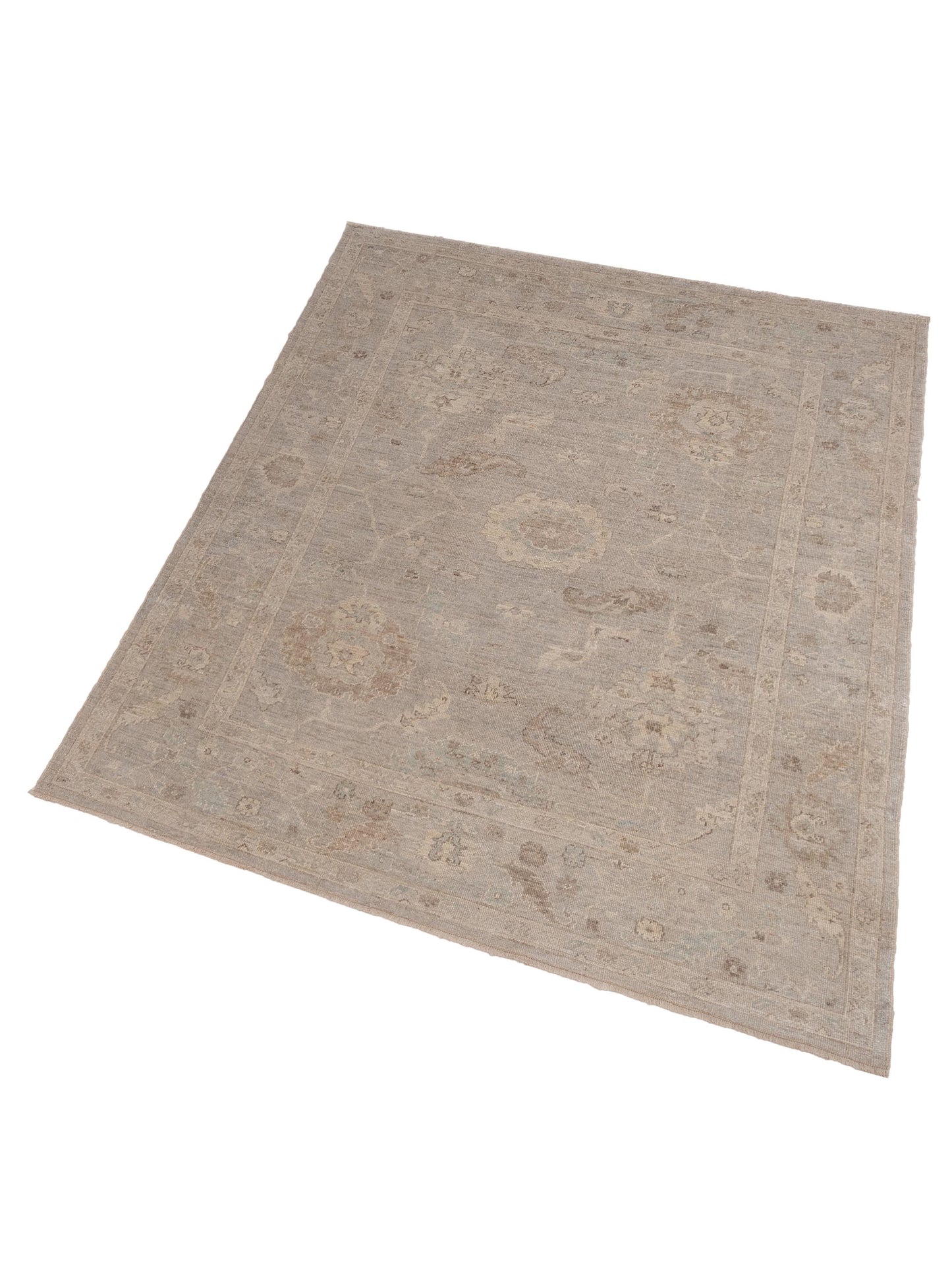 Angora Oushak 150717 Gray Gray 7.10x9.7 Hand Knotted Rug