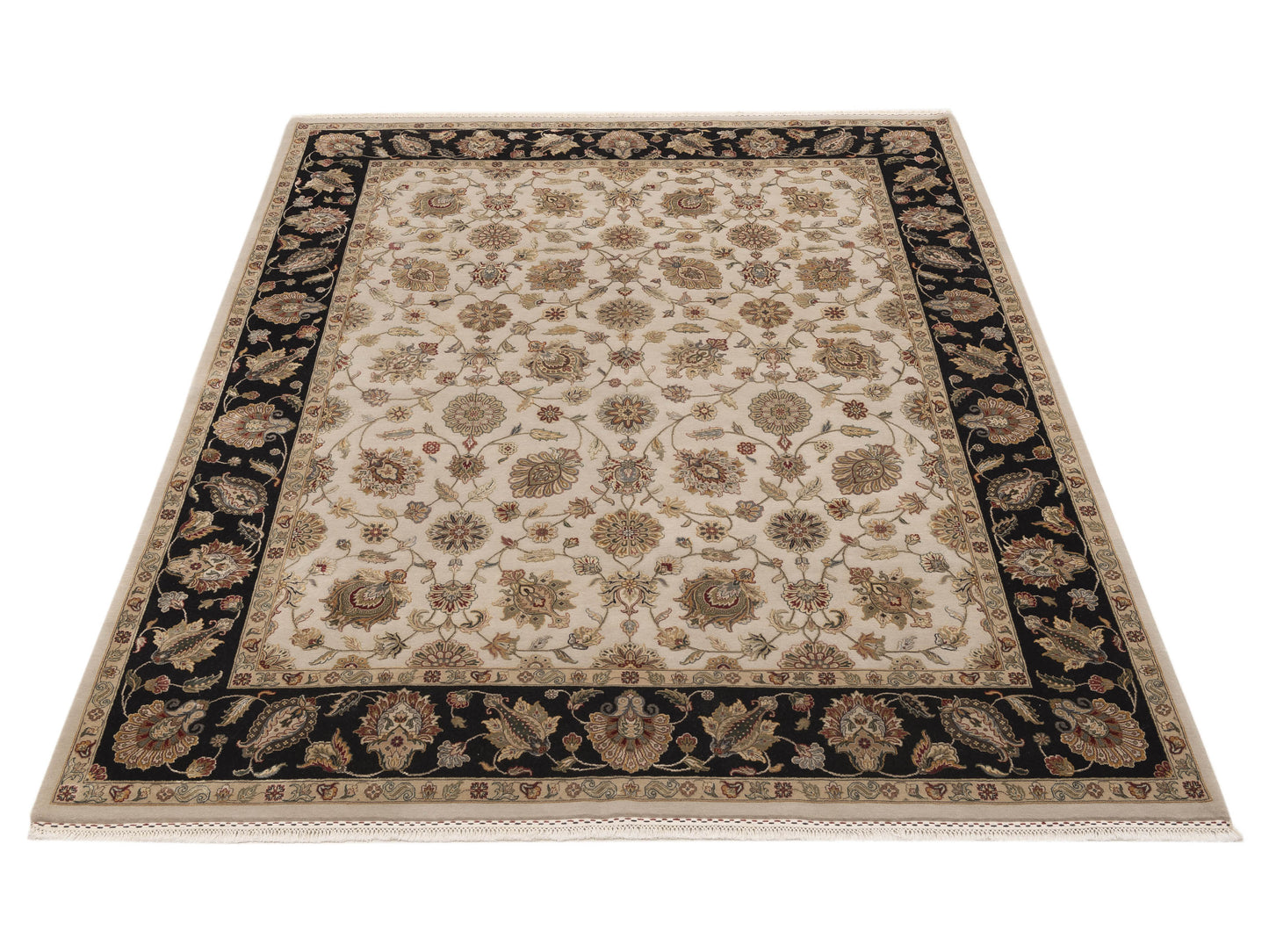 Imperial Silk 151675 Black Ivory 8.3x10.2 Hand Knotted Rug