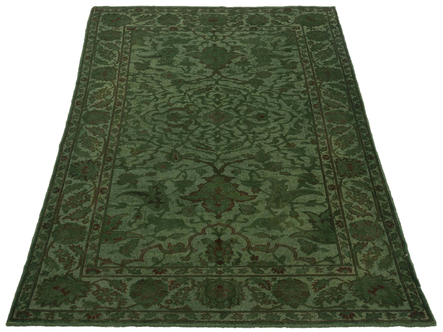 Vintage 104555 Green 6.4x9.4 Hand Knotted Rug