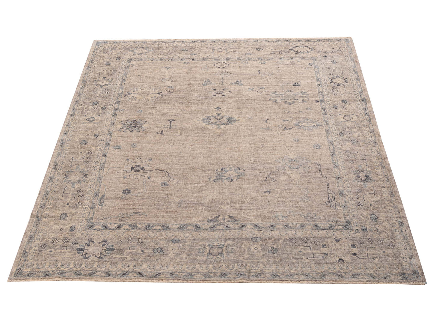 Angora Oushak 156220 Gray Gray 7.11x9.4 Hand Knotted Rug