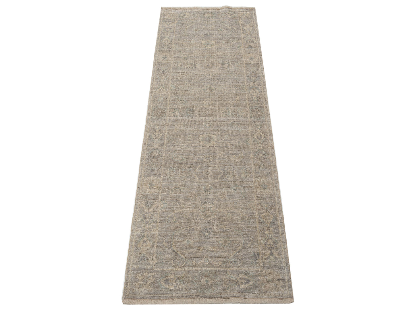 Angora Oushak 147015 Light Gray Light Gray 2.8x7.9 Hand Knotted Rug