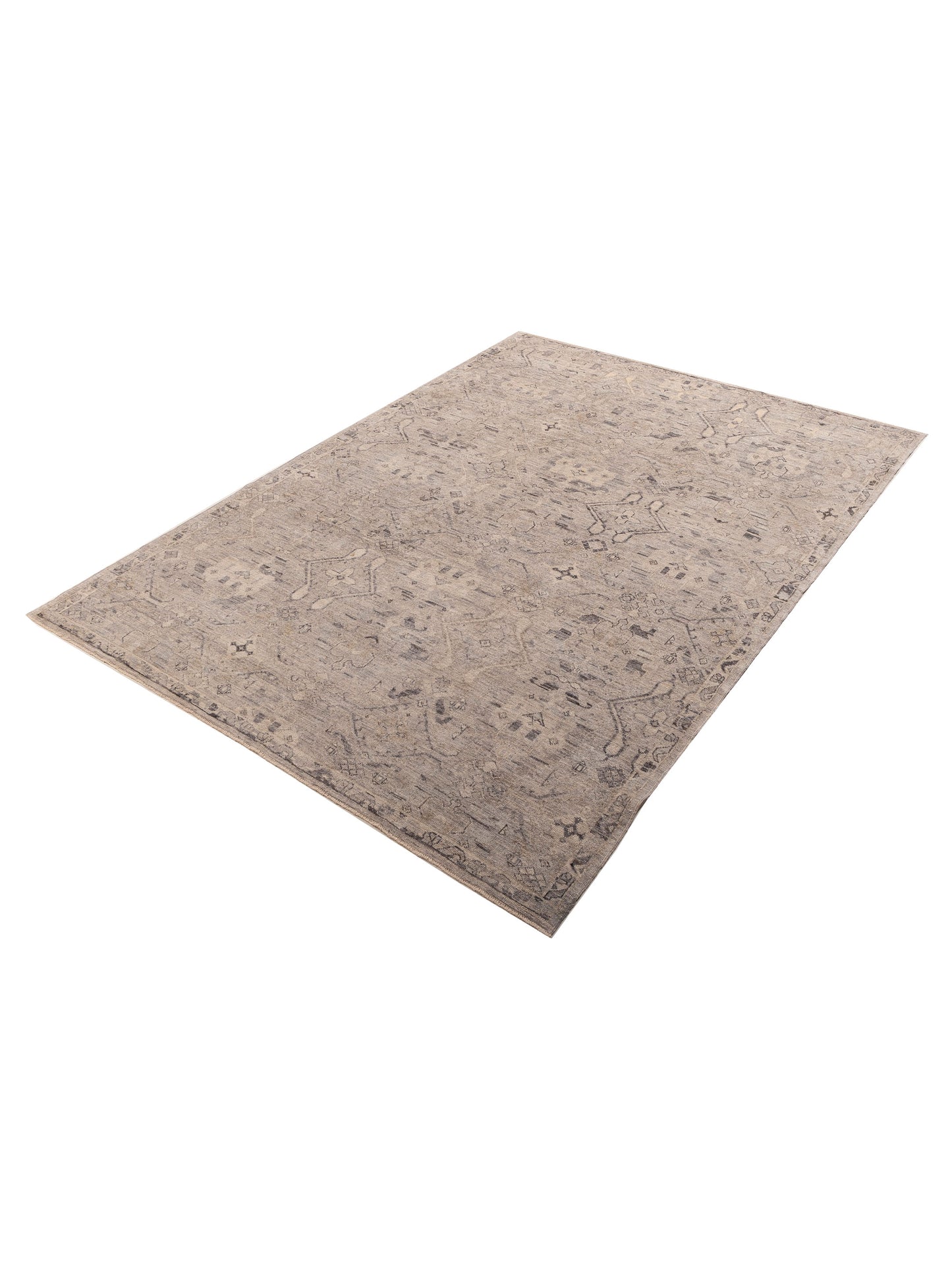 Angora Oushak 156044 Gray Gray 8.11x12.8 Hand Knotted Rug