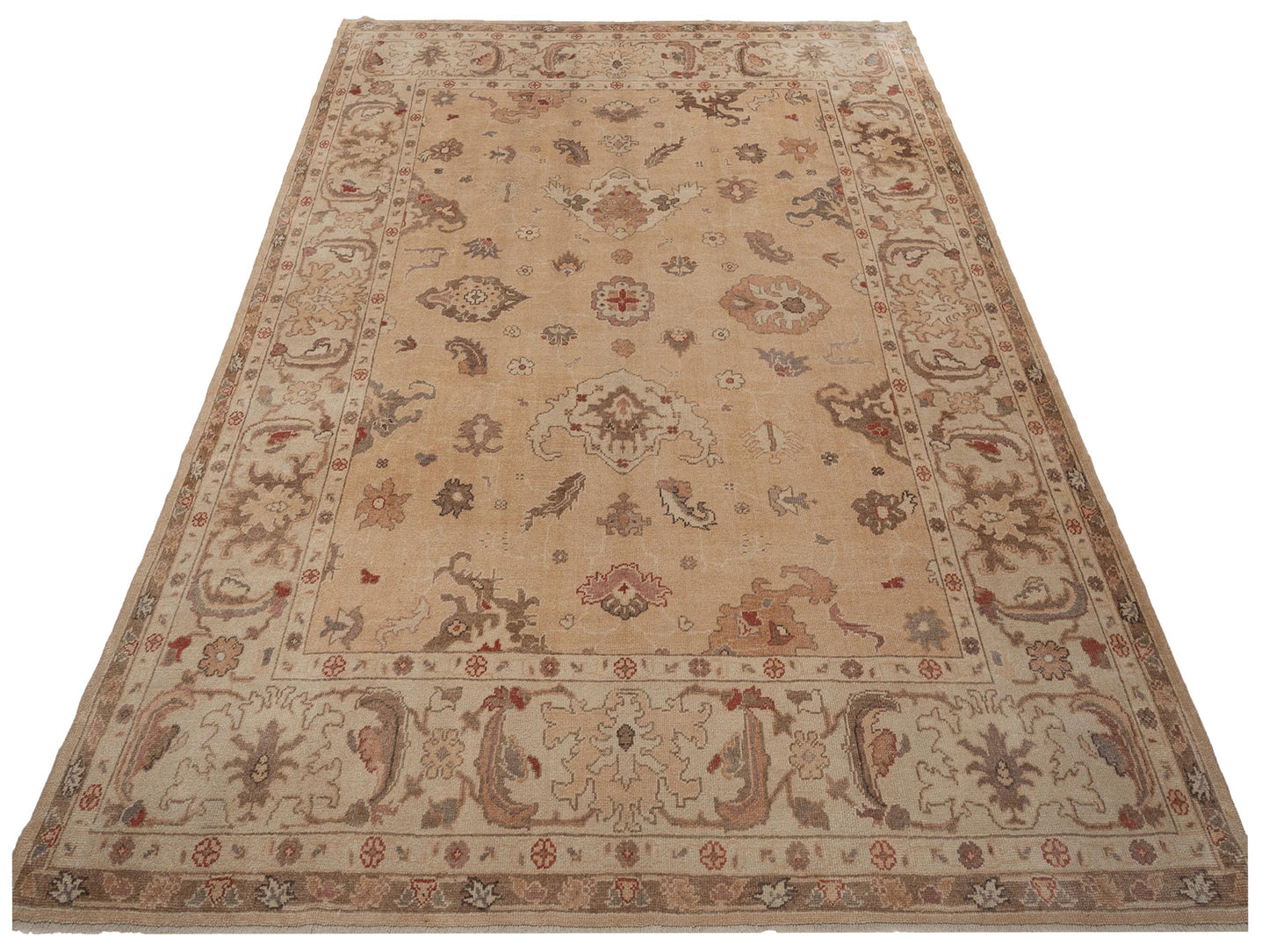 Anadol Oushak 108127 Gold Ivory 8.11x11.10 Hand Knotted Rug