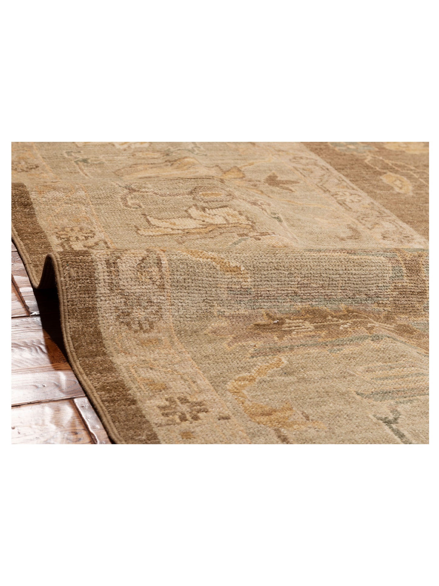 Angora Oushak 129089 Brown Green 14.5x21.2 Hand Knotted Rug