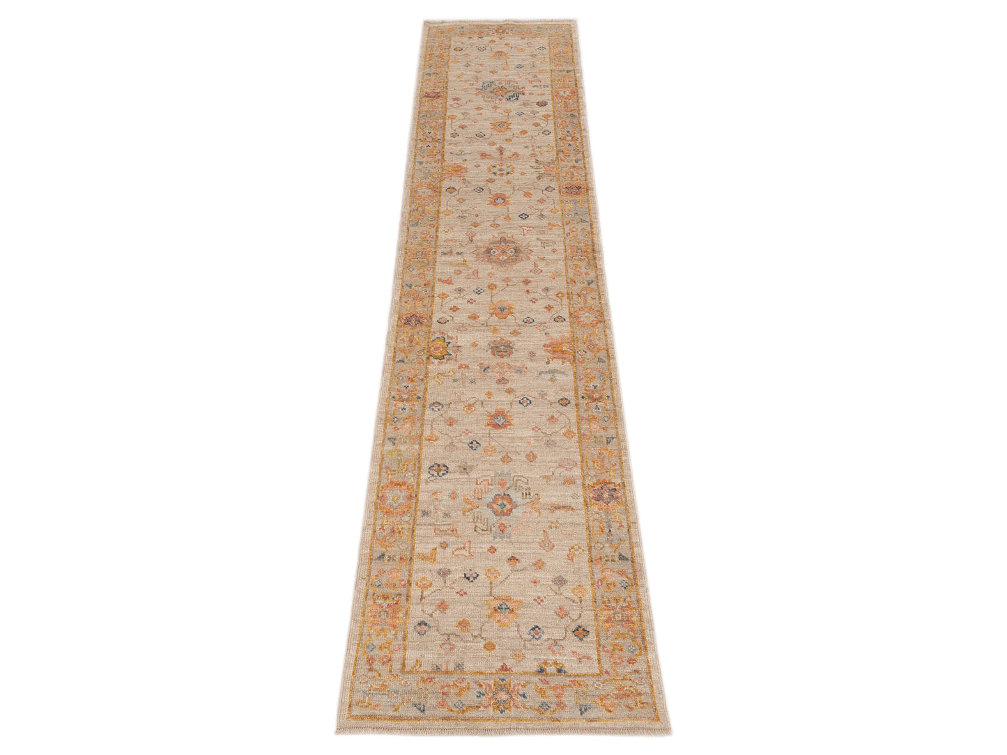 Angora Oushak 150272 Ivory Camel 2.7x11.10 Hand Knotted Rug