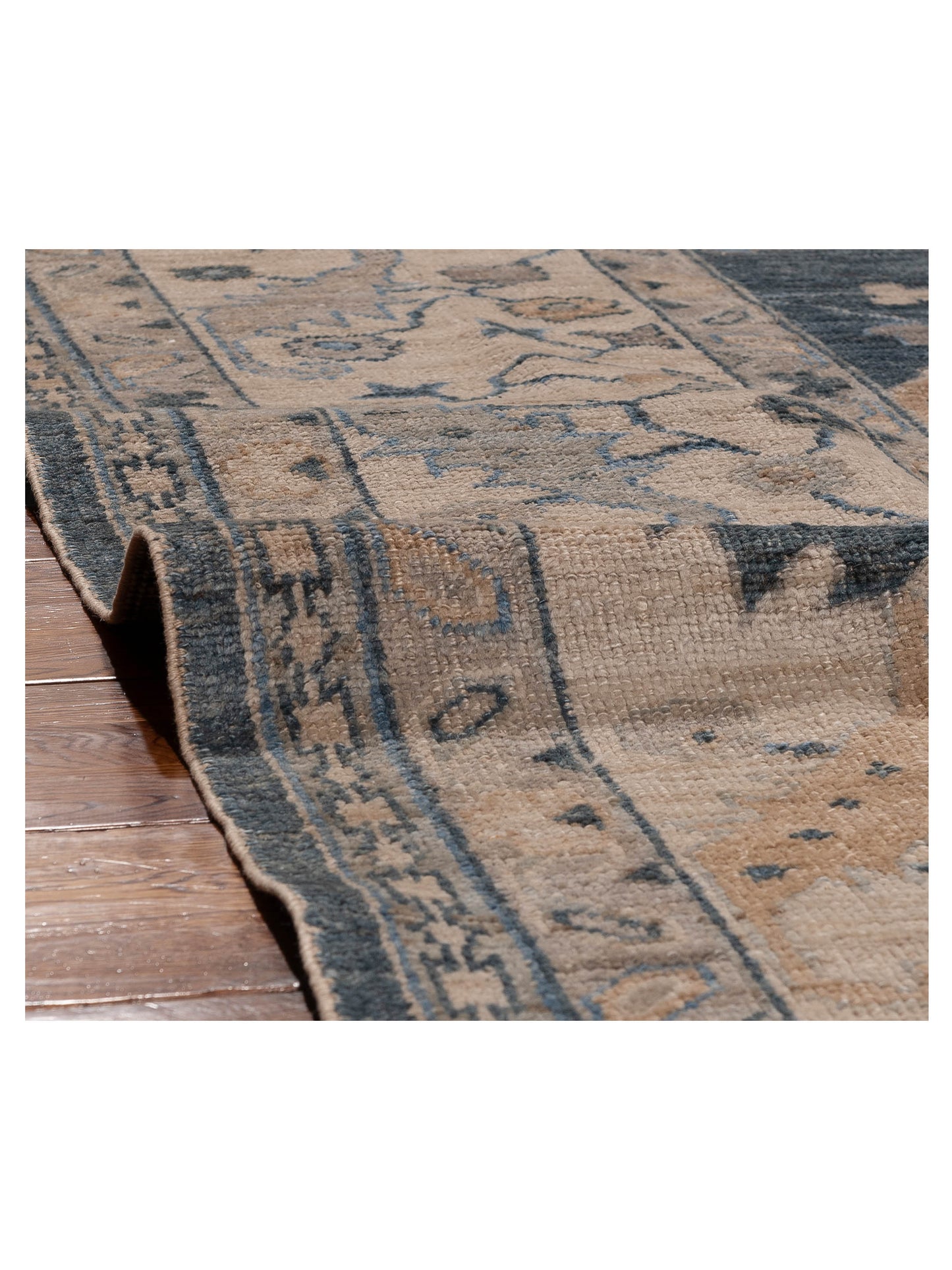 Angora Oushak 156286 Blue Ivory 12x14.9 Hand Knotted Rug