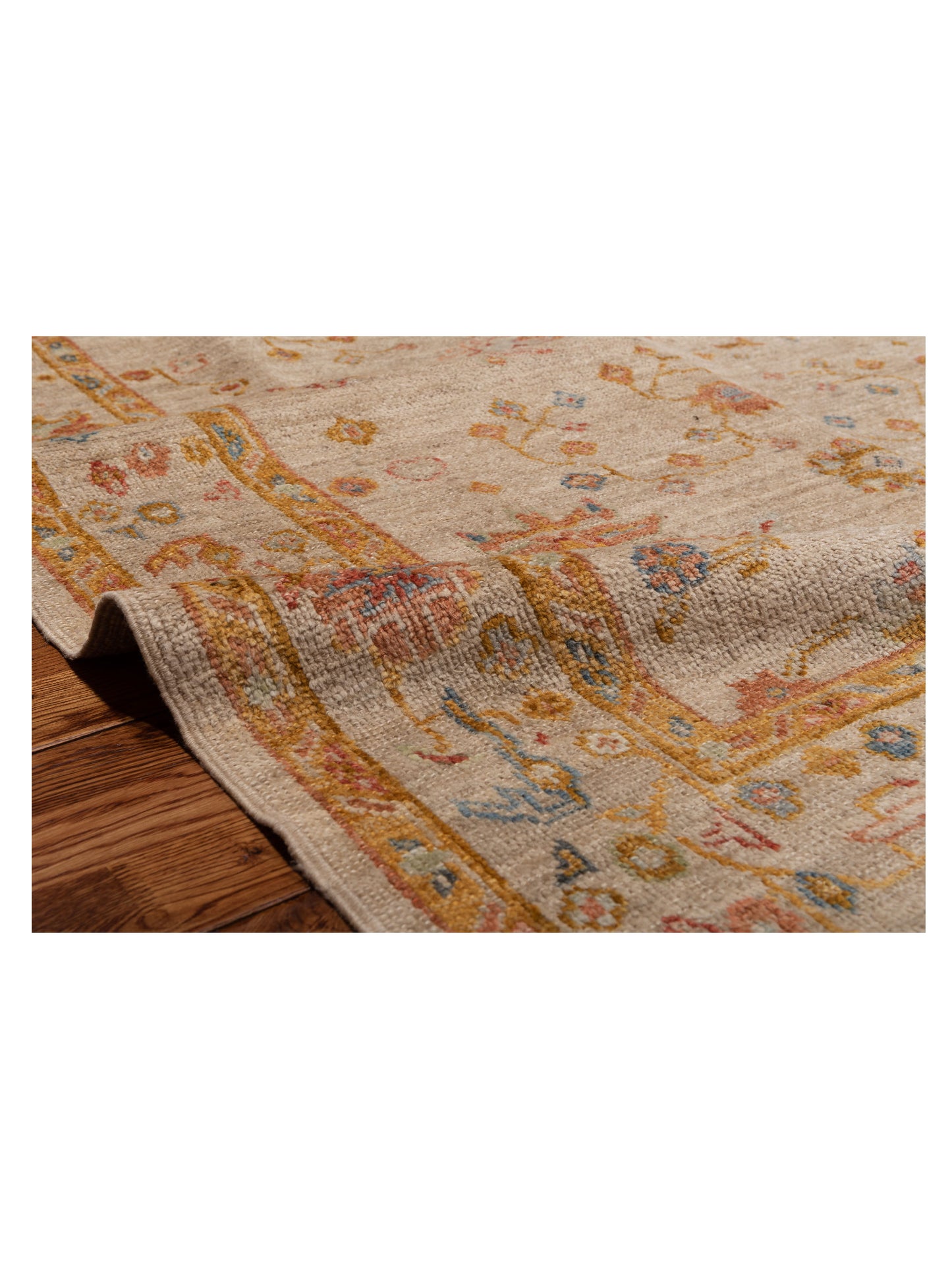 Angora Oushak 149570 Ivory Ivory 4.11x6.9 Hand Knotted Rug