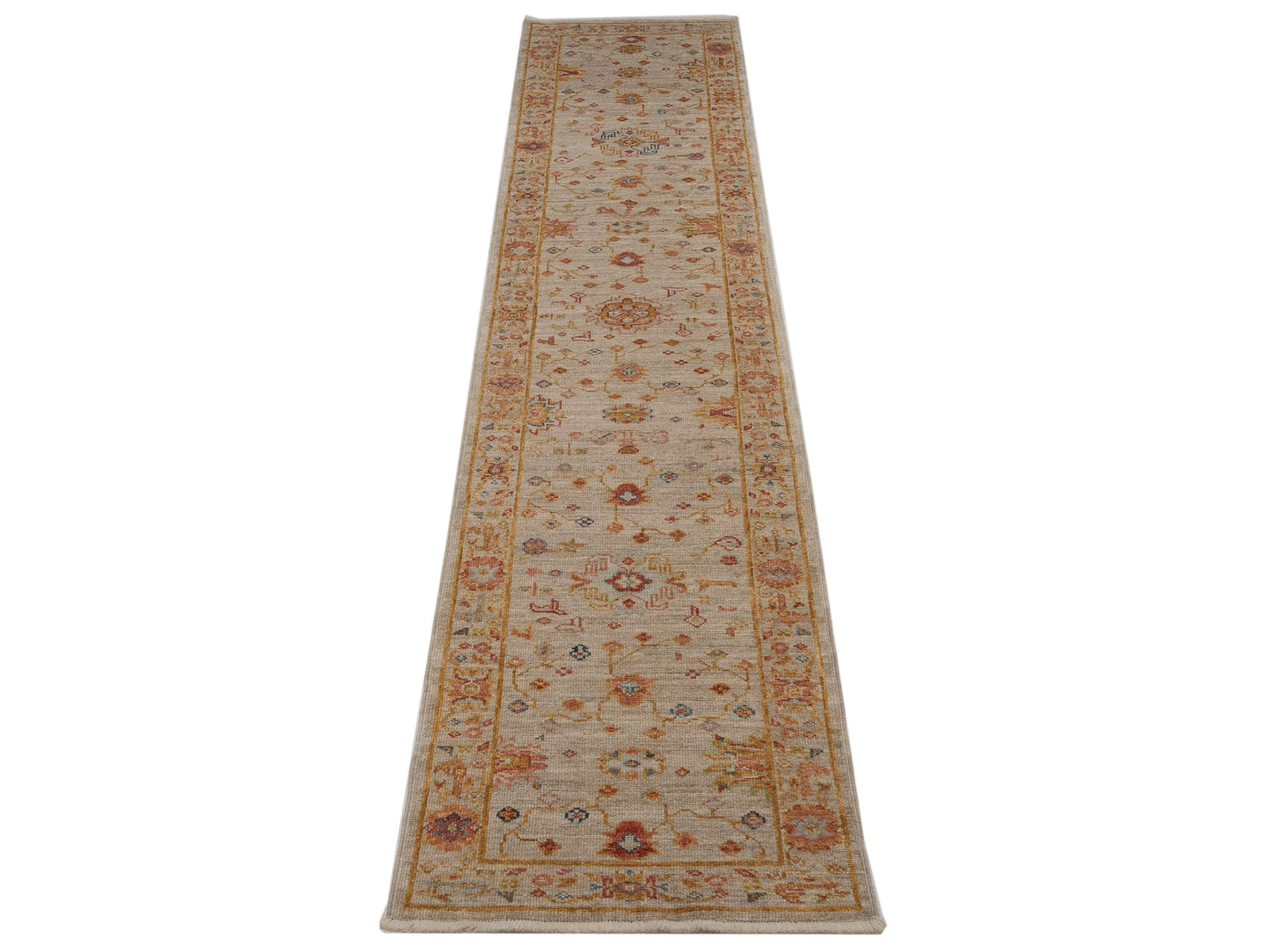 Angora Oushak 146498 Ivory Silver 2.7x13.9 Hand Knotted Rug