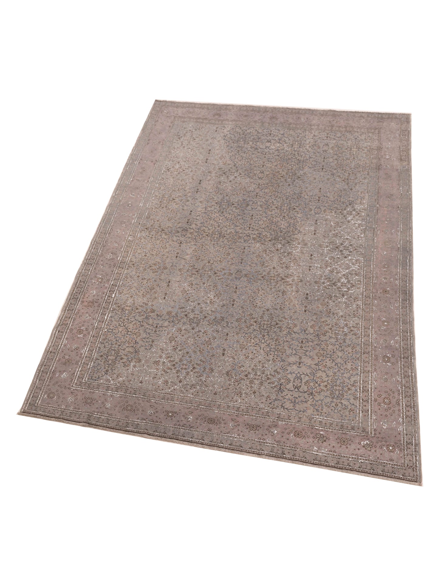 Vintage 108271 Silver 6.7x9.3 Hand Knotted Rug