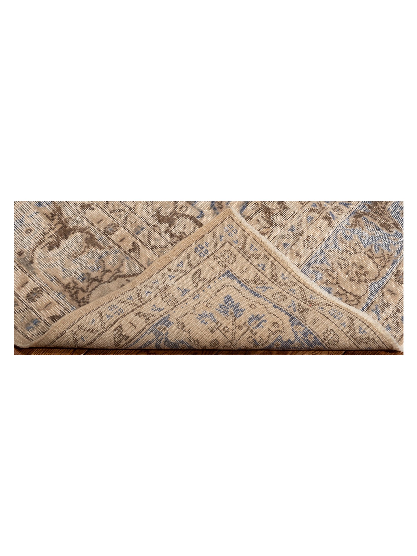 Vintage 125509 Ivory Blue 7.1x10.3 Hand Knotted Rug