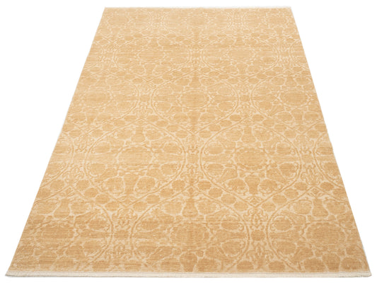 Defne Lotus Gold Gold 6.7x9.4 Hand Knotted Rug