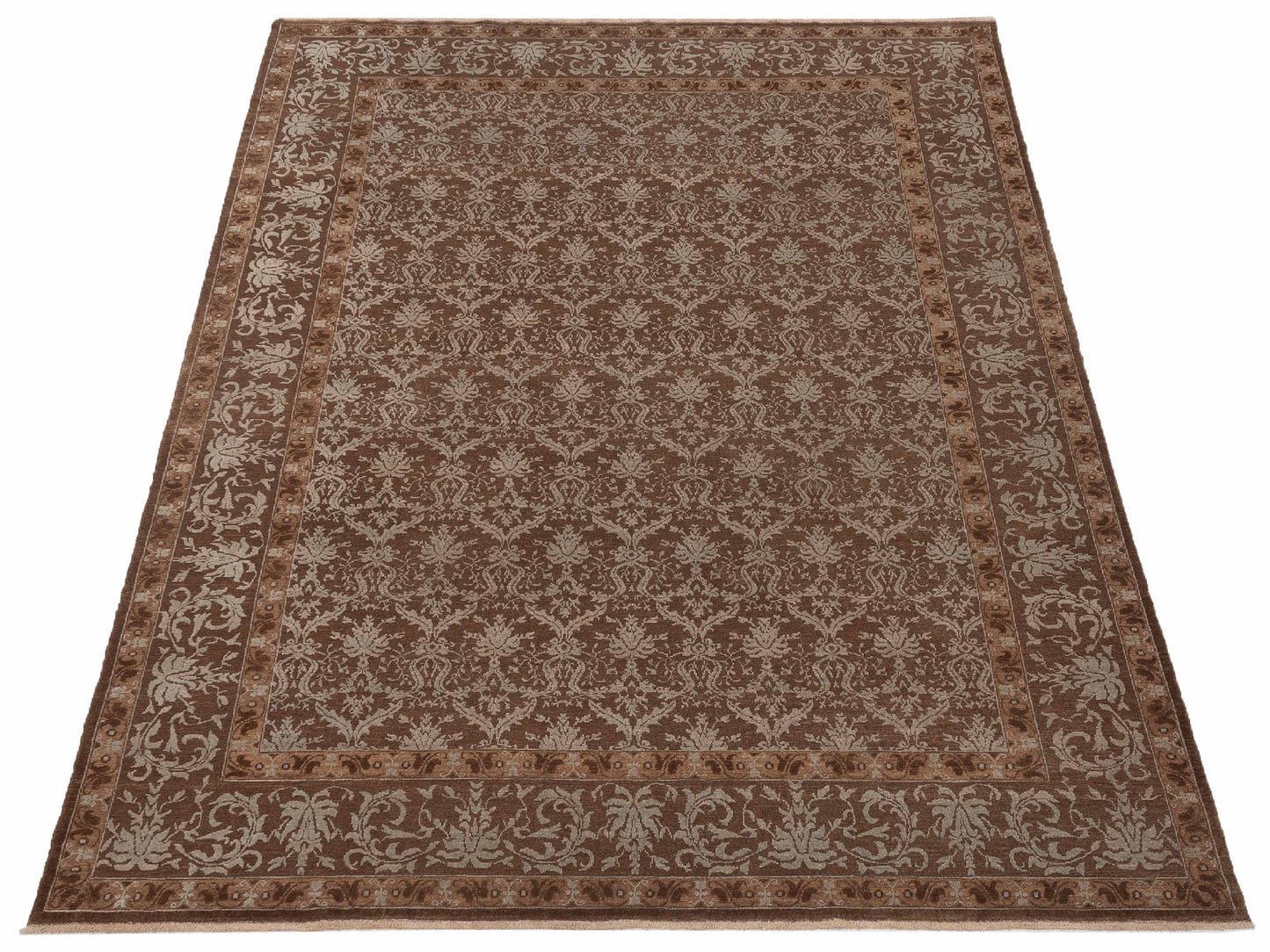 Defne Begonia Brown Brown 9.4x11.11 Hand Knotted Rug