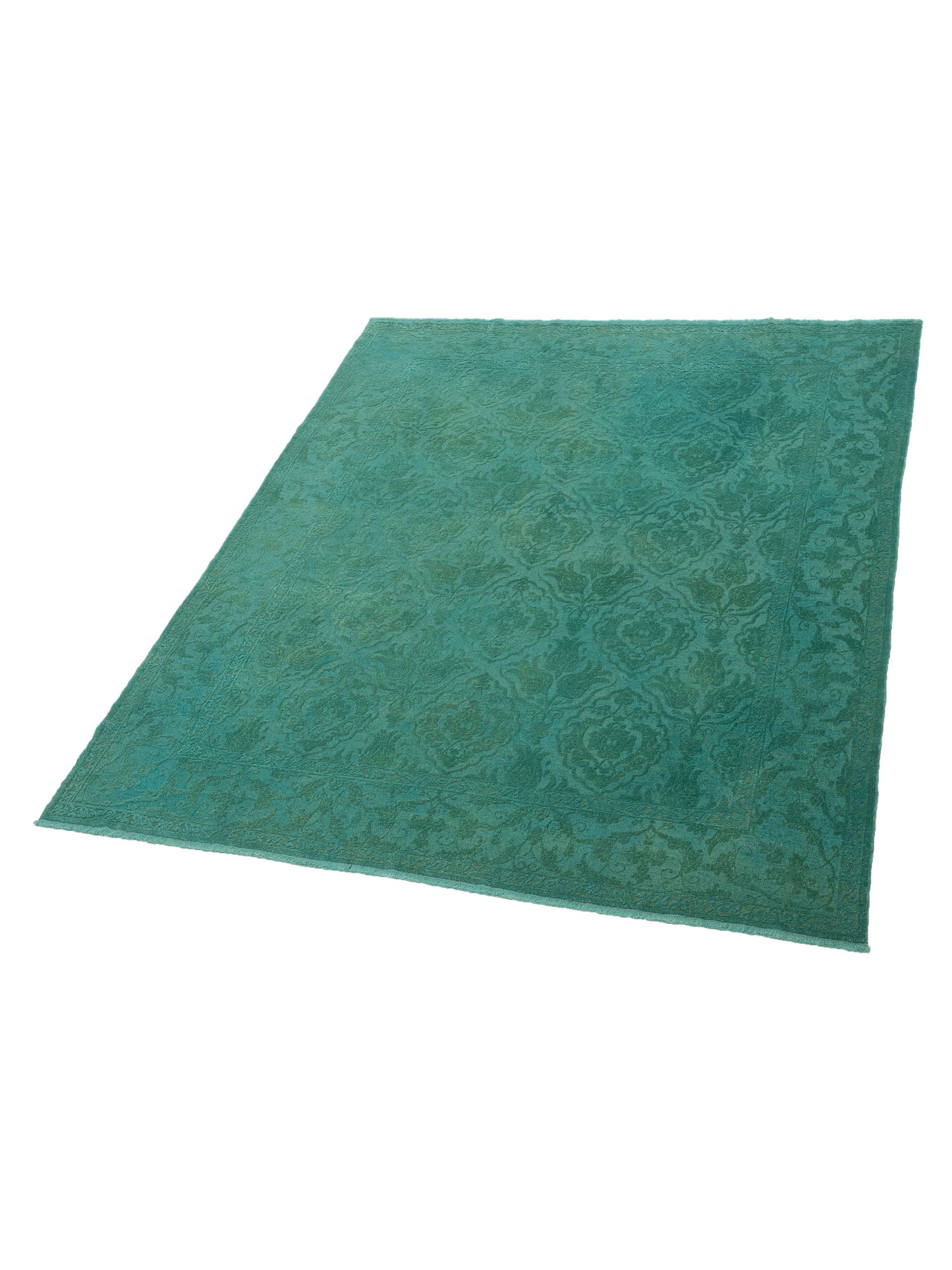 Color Bouquet 109175 Turquoise Turquoise 8.4x9.8 Hand Knotted Rug