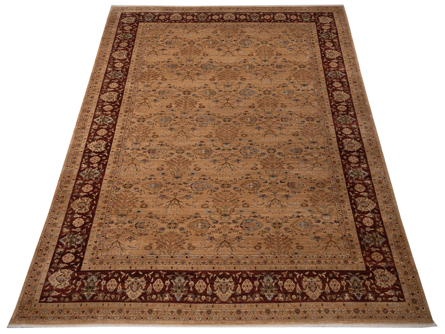 Narin Aksu Gold Burgundy 11.11x15.2 Hand Knotted Rug