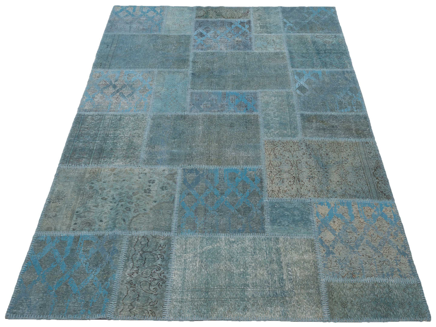 Turkish Vestige Patchwork 147556 Blue 6.7x9.10 Hand Knotted Rug