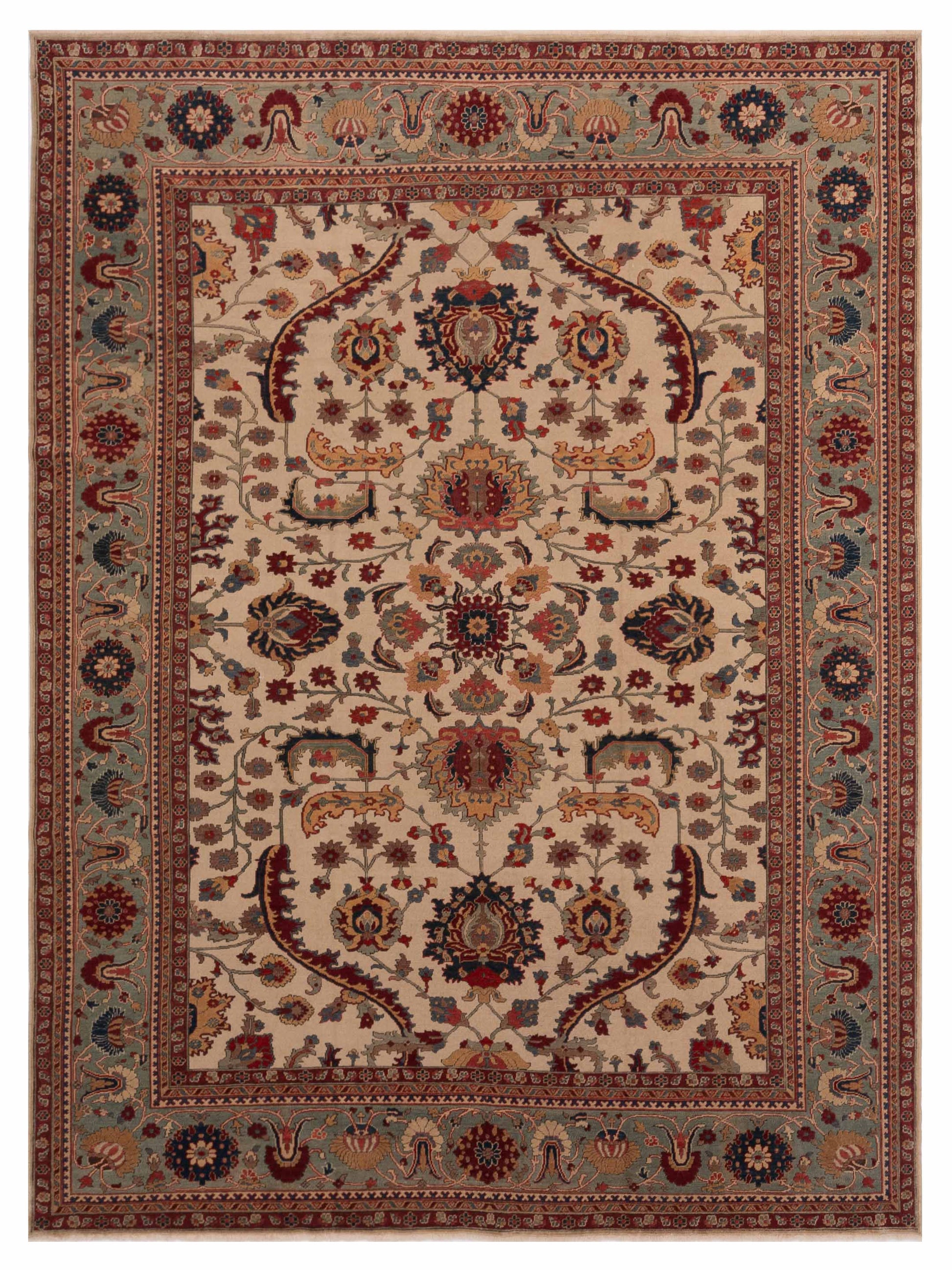 Pasha Antique Loom  Ivory Green Traditional