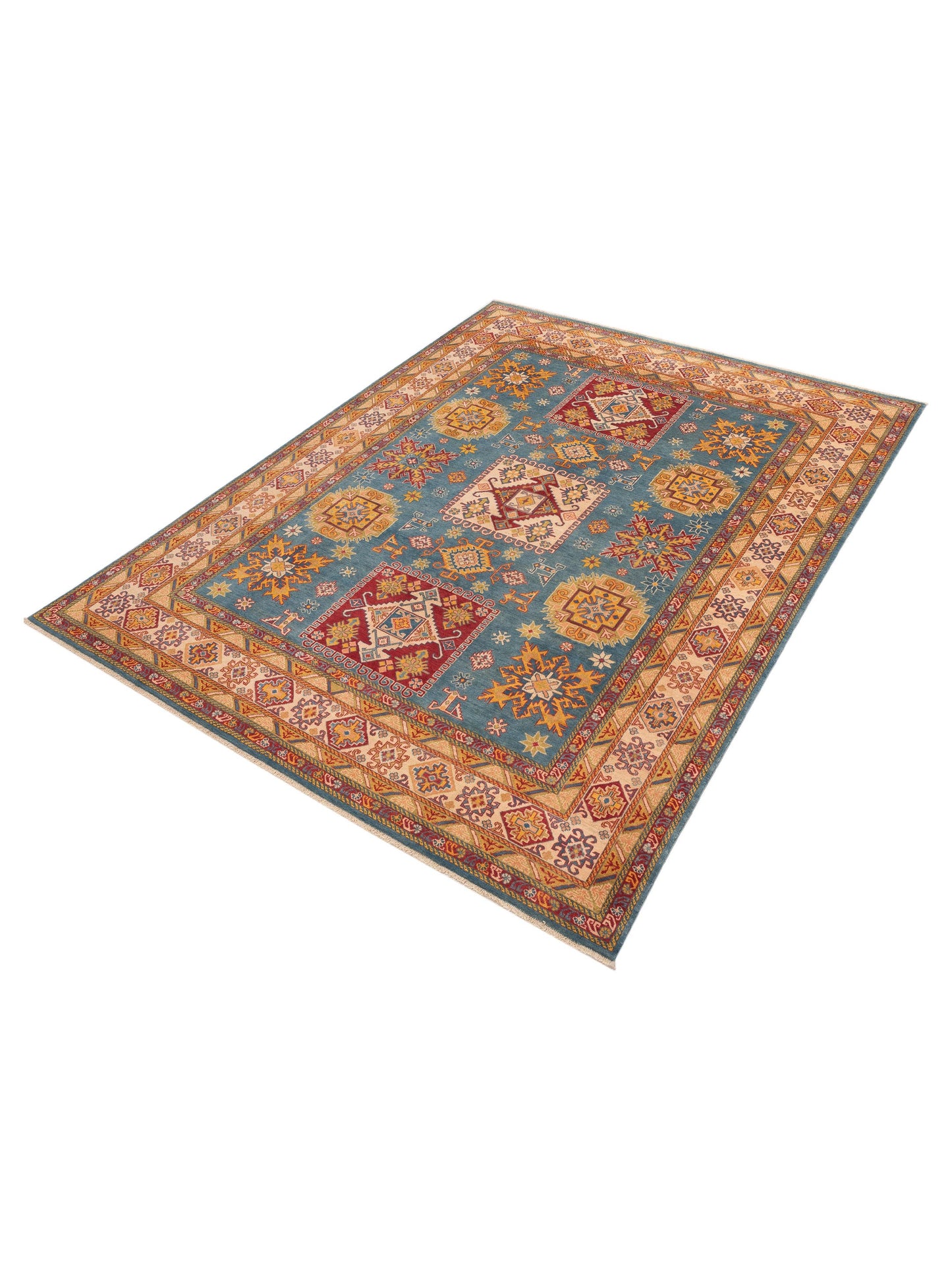 Artisan Kazak 152037 Blue Ivory 9x11.10 Hand Knotted Rug
