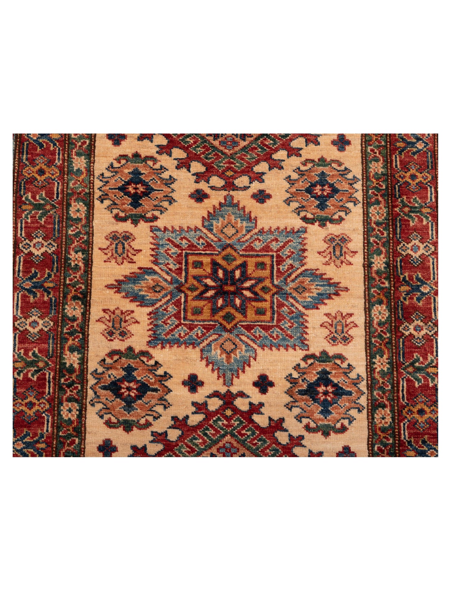 Artisan Kazak 148907 Ivory Red 2.1x3.9 Hand Knotted Rug
