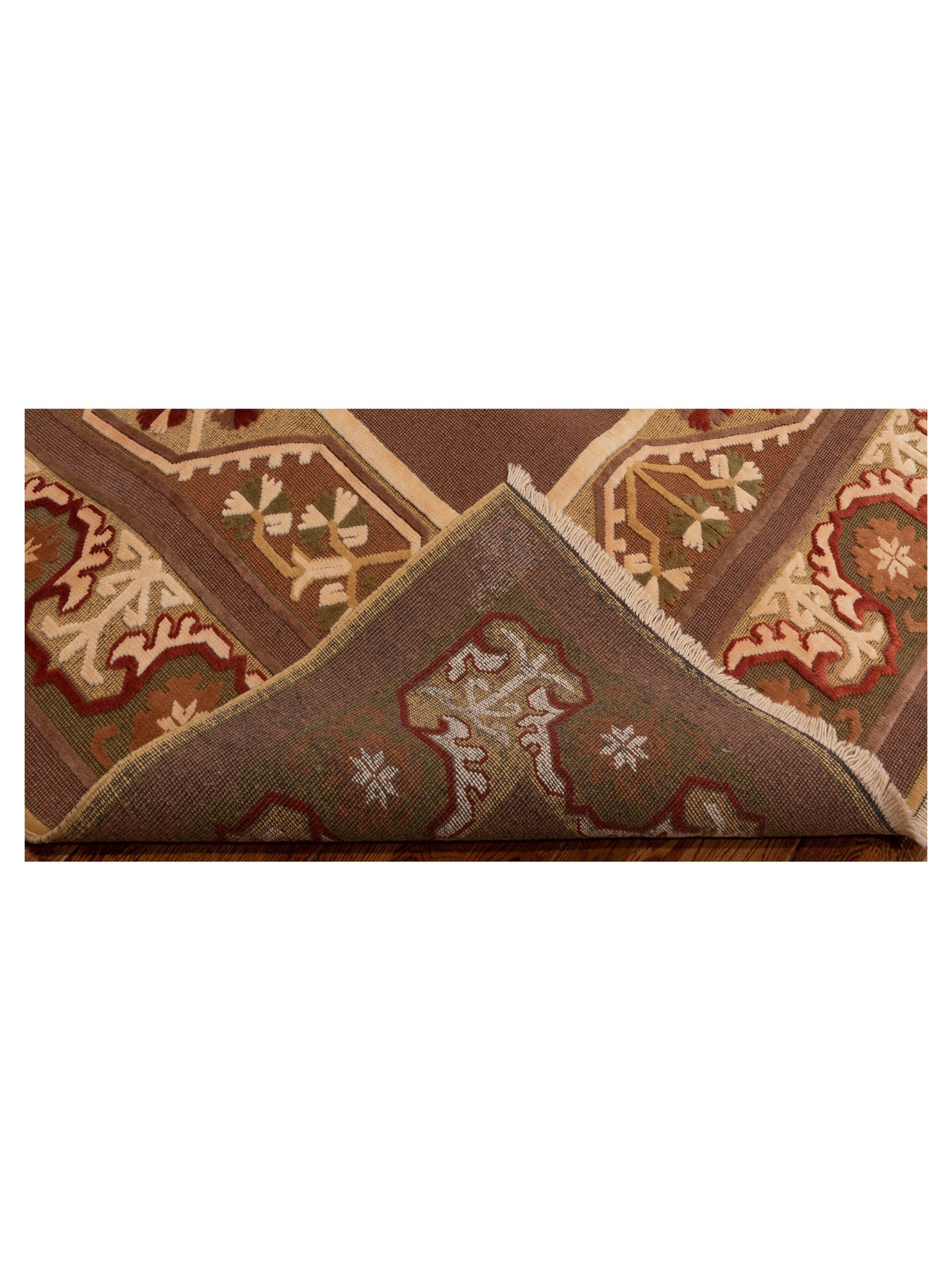 Milas 146213 Brown Green 5.3x8.3 Hand Knotted Rug