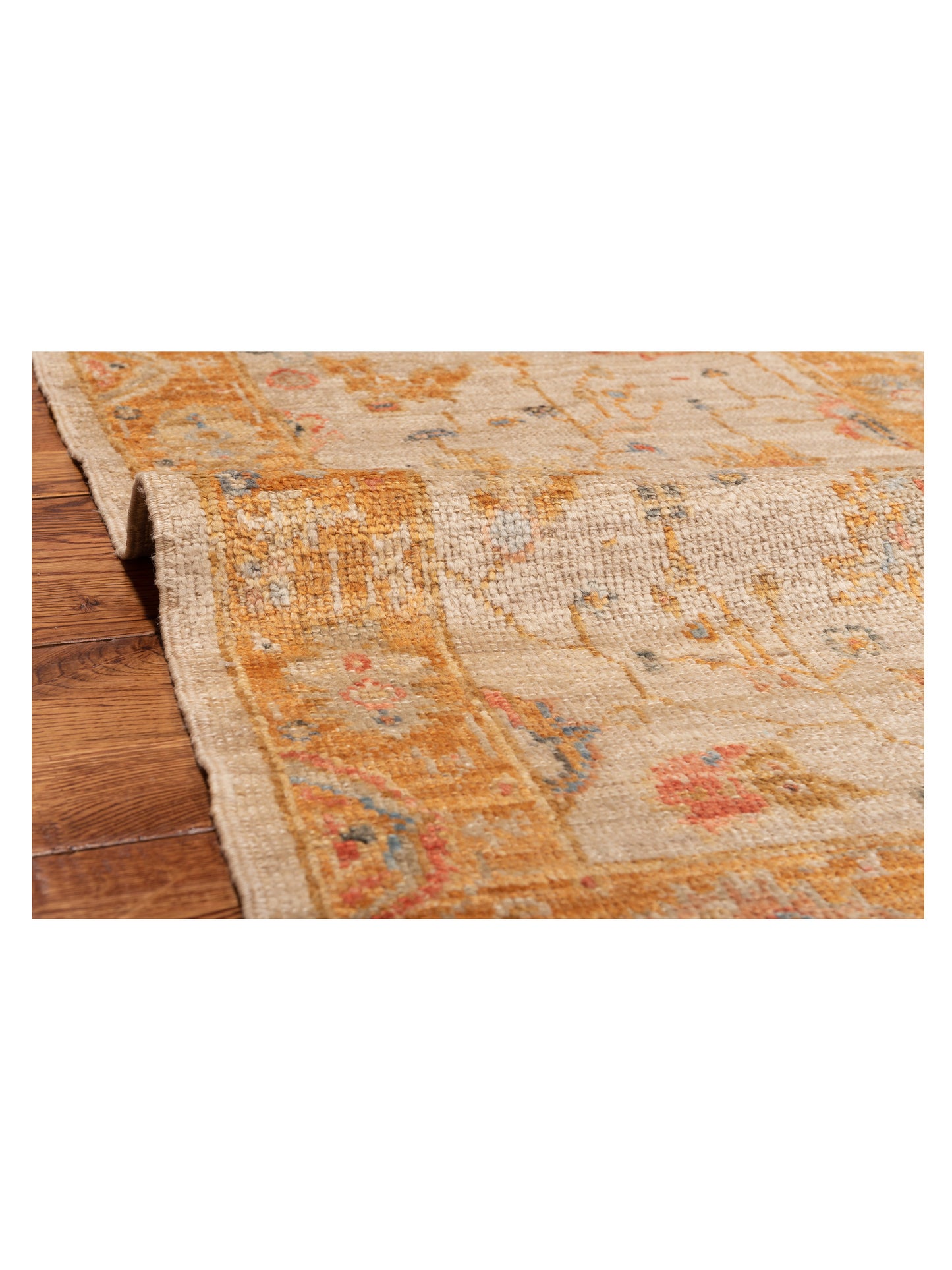 Angora Oushak 149534 Ivory Orange 2.5x13.3 Hand Knotted Rug