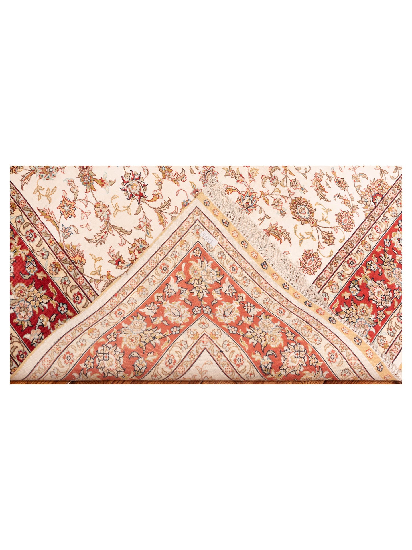 Pure Silk 109747 Ivory Red 5.1x7.9 Hand Knotted Rug