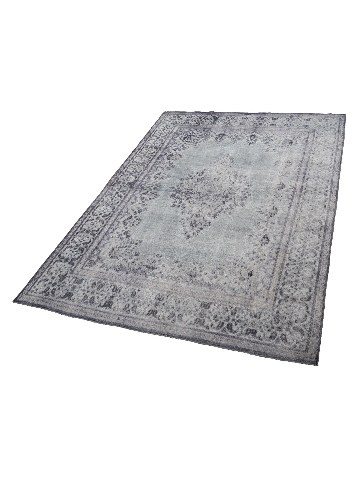 Vintage 130318 Light Gray 9.9x13.7 Hand Knotted Rug