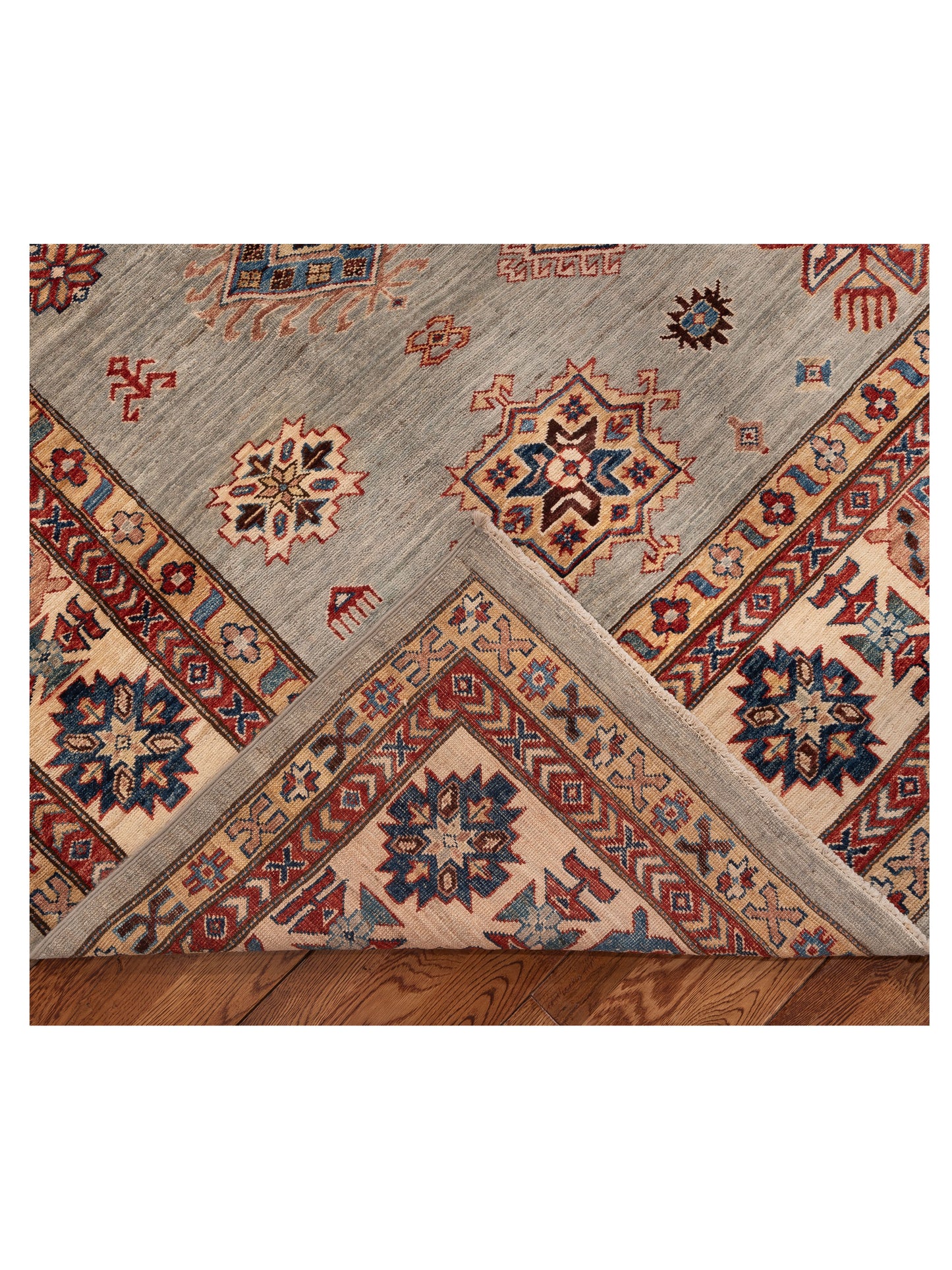 Kazak 151704 Light Gray Ivory 9.2x12.5 Hand Knotted Rug