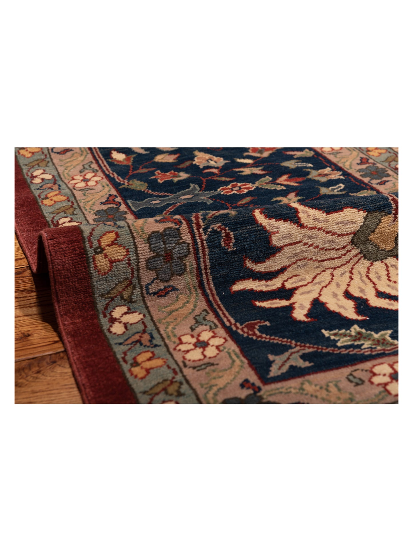 Antique Loom 104399 Red Navy 14.2x14.3 Hand Knotted Rug