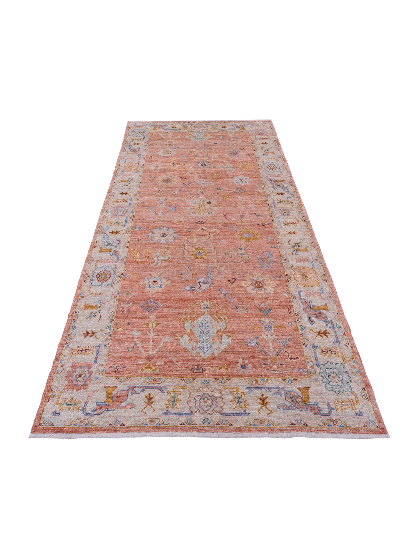 Angora Oushak 144586 Pink Ivory 6.4x12.3 Hand Knotted Rug