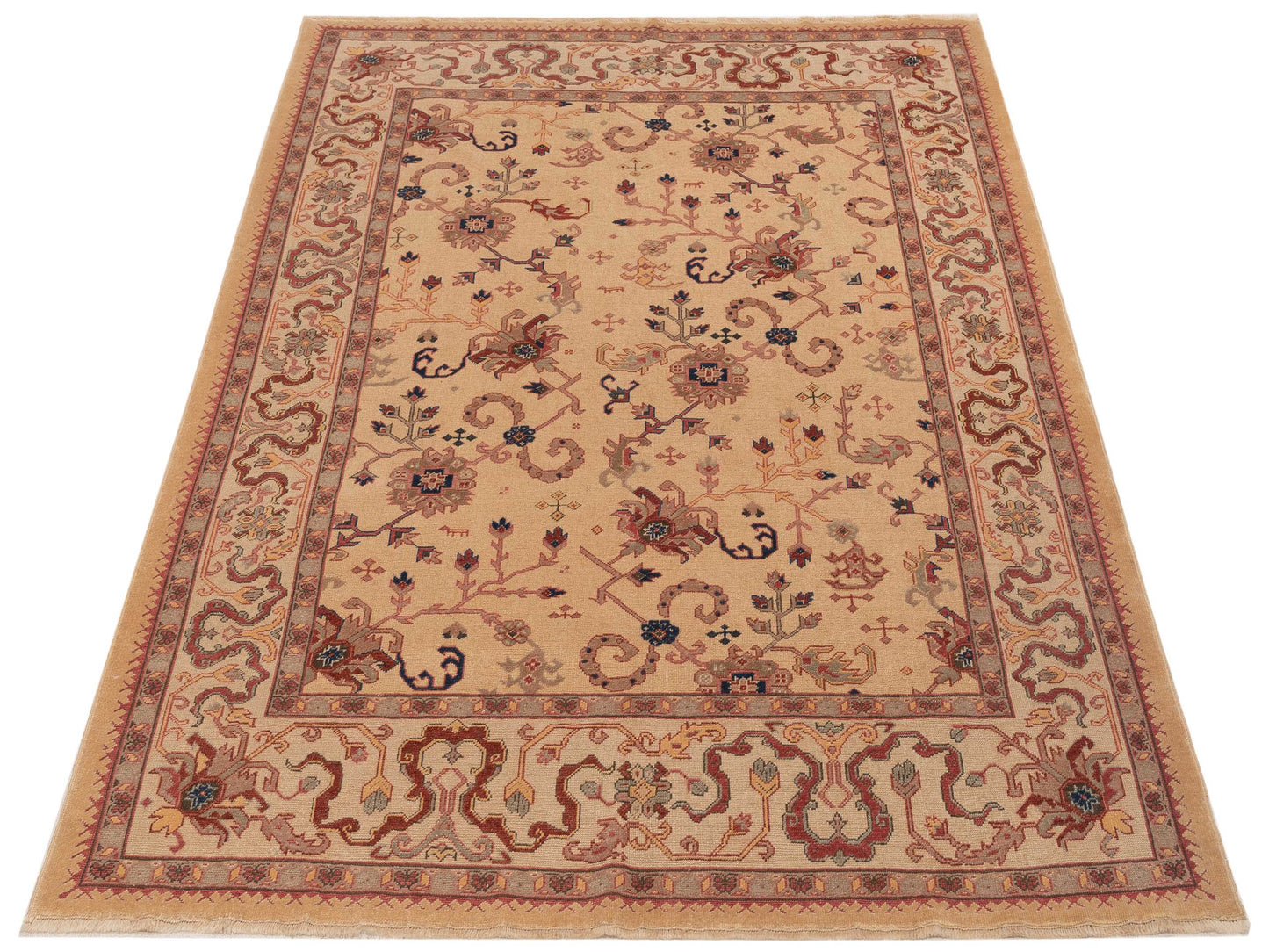 Antique Loom 105097 Beige Ivory 6.11x8.4 Hand Knotted Rug