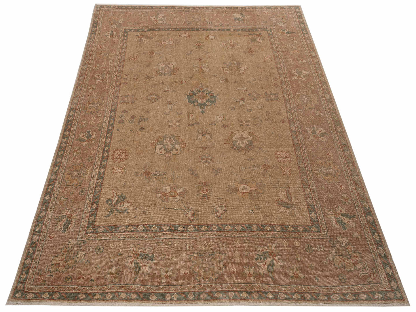 Anadol Oushak 75105 Beige Pink 8.4x9.6 Hand Knotted Rug
