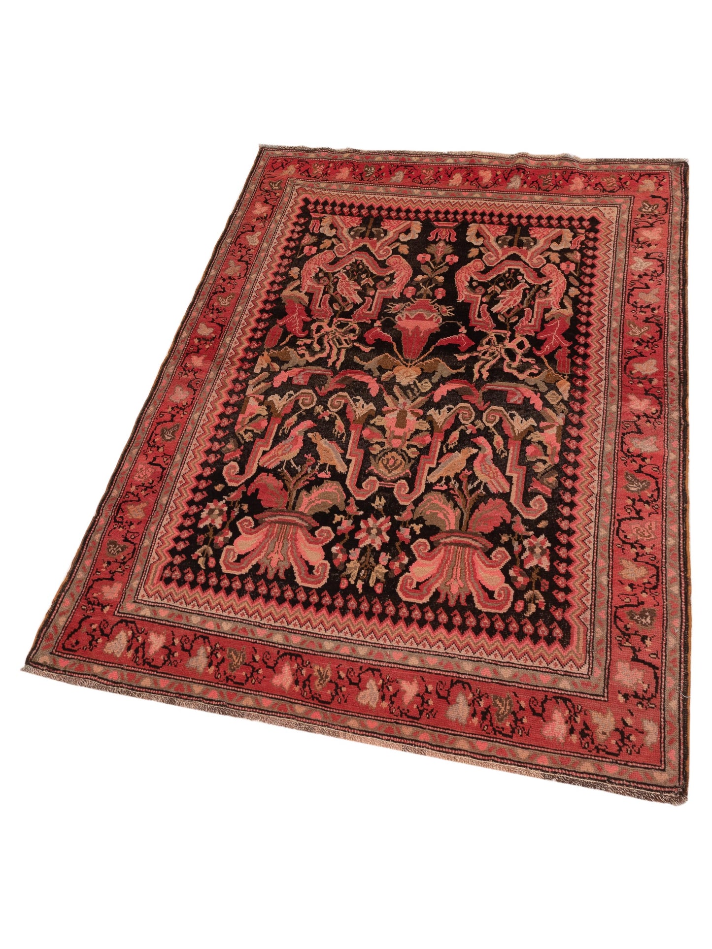 Old Anatolian 148531 Black Pink 4.5x6.5 Hand Knotted Rug