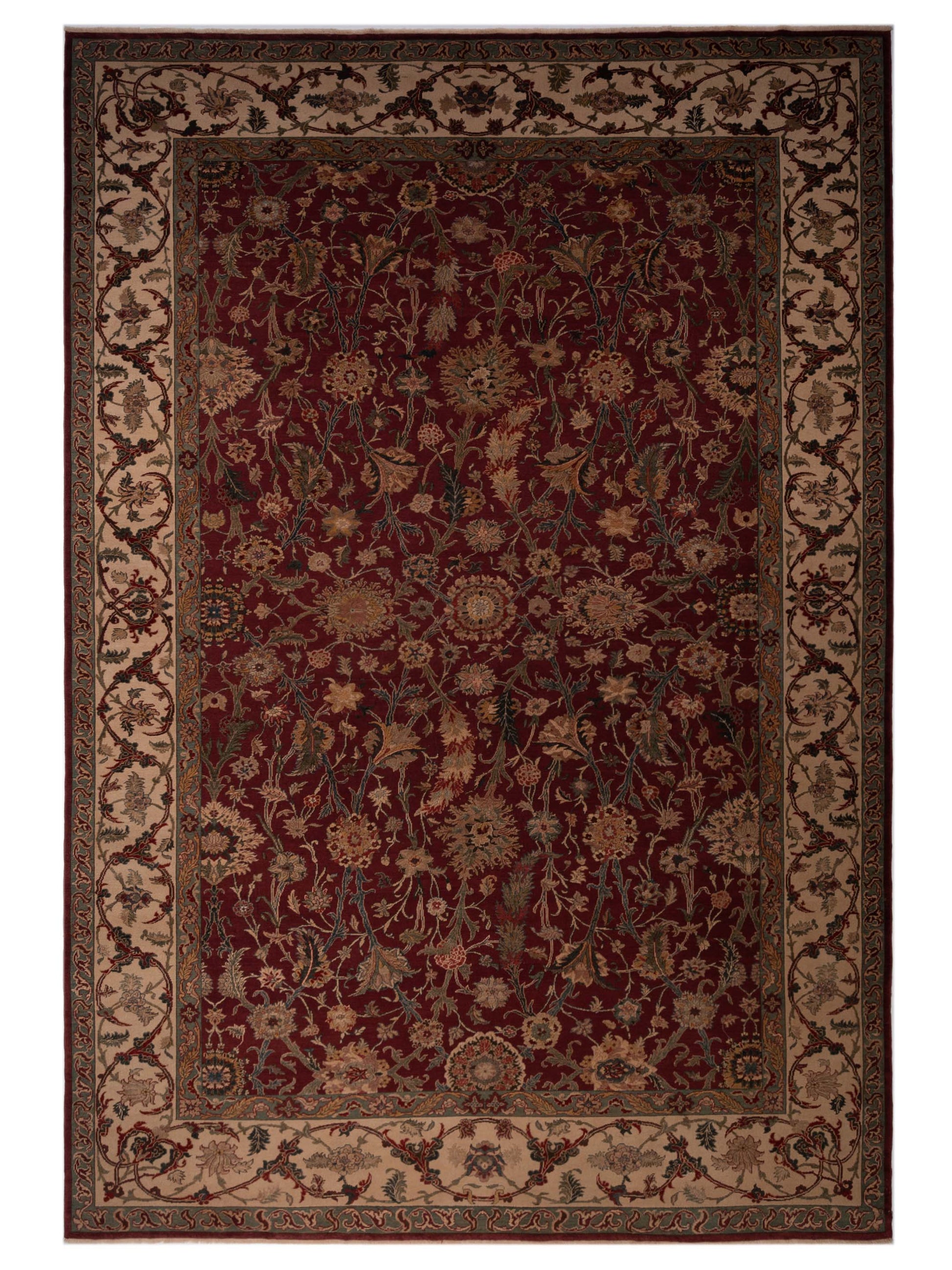 Pasha Antique Loom  Burgundy Ivory Traditional